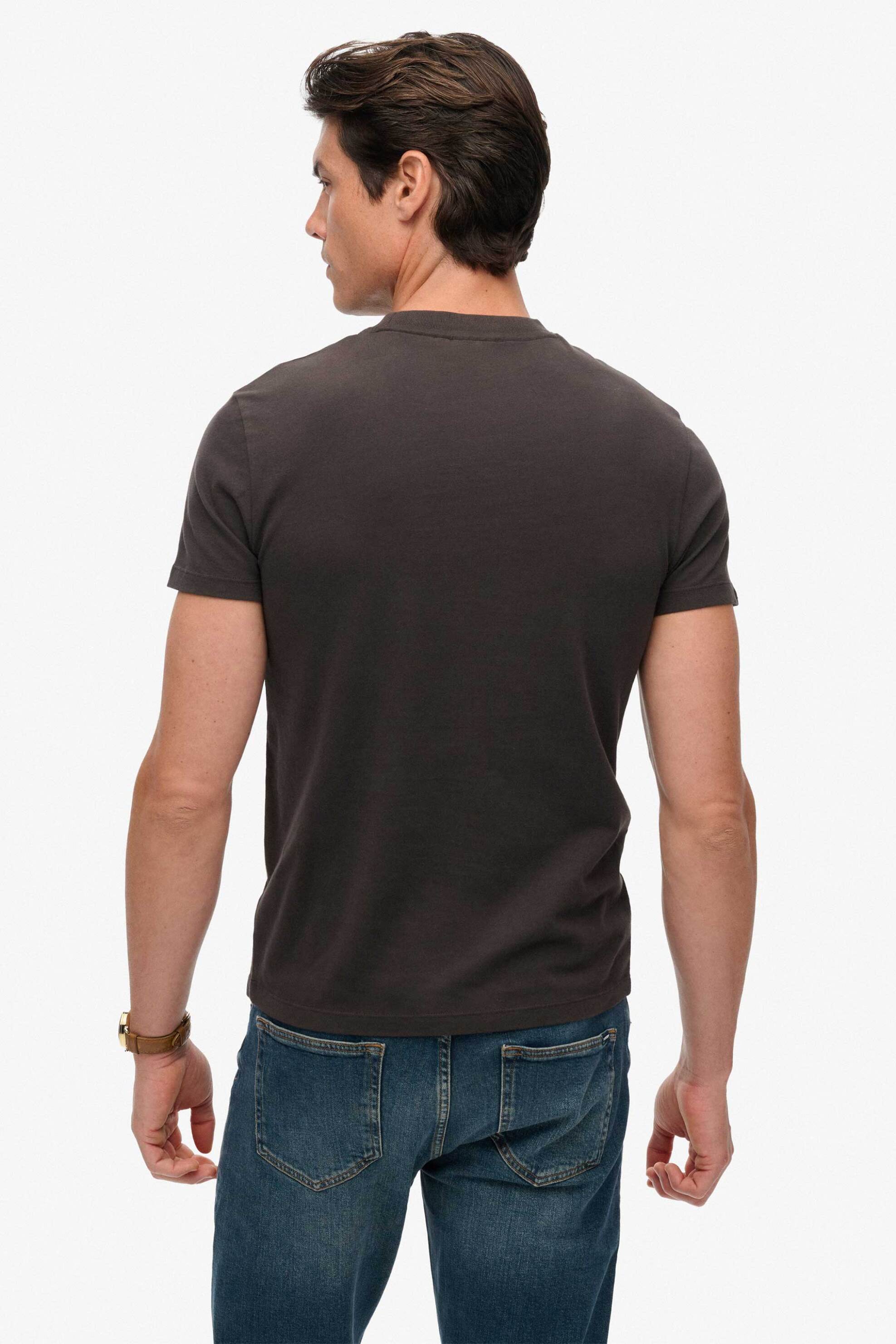 Superdry ανδρικό T-shirt με κεντημένο λογότυπο Slim Fit "Essential" - M1011245A Ανθρακί φωτογραφία