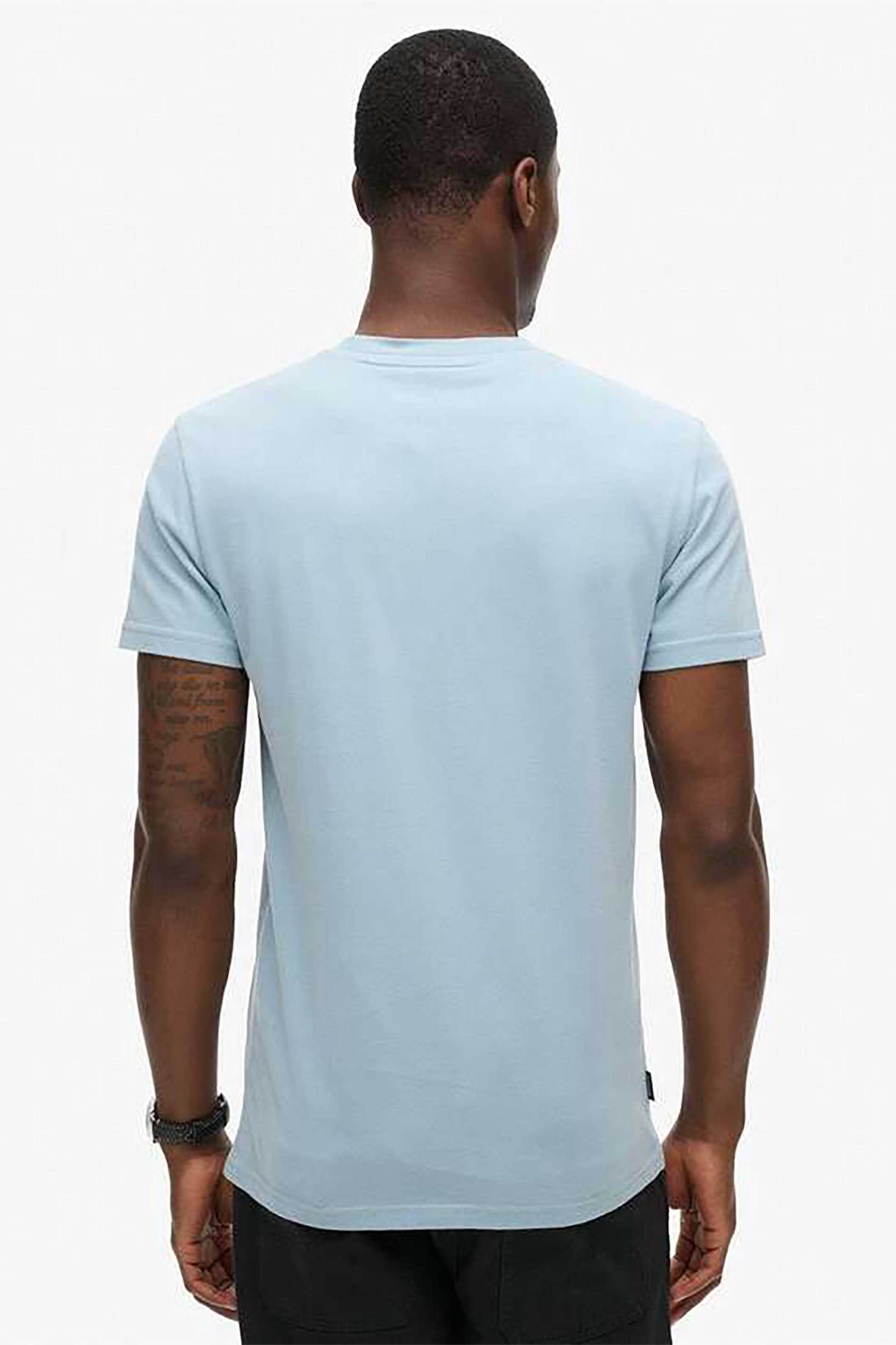 Superdry Ανδρικό T-Shirt με Κεντημένο Λογότυπο Slim Fit Essential Logo - M1011245A Μπλε Ανοιχτό