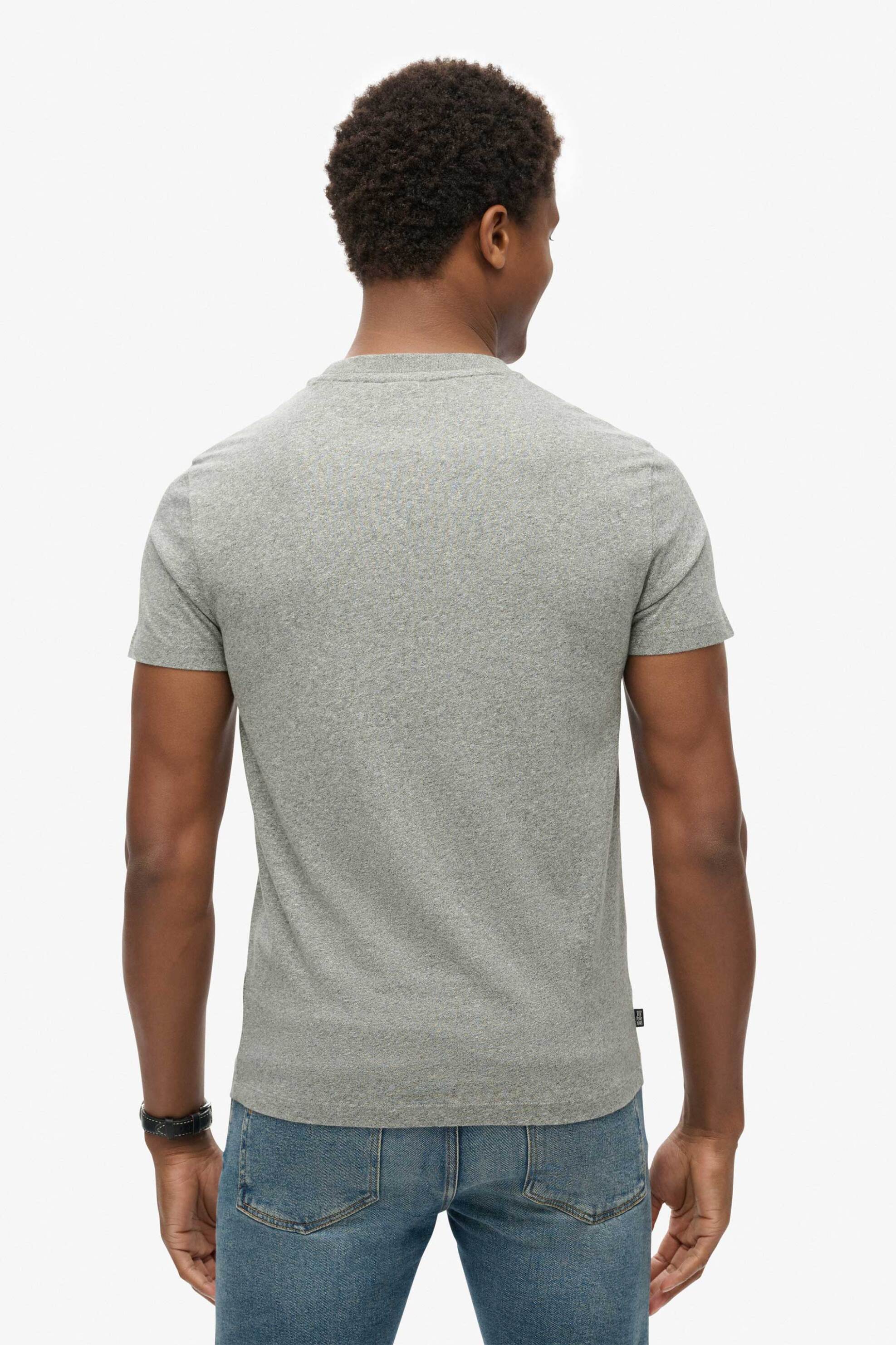 Superdry Ανδρικό T-Shirt με Κεντημένο Λογότυπο Slim Fit Essential - M1011245A Γκρι