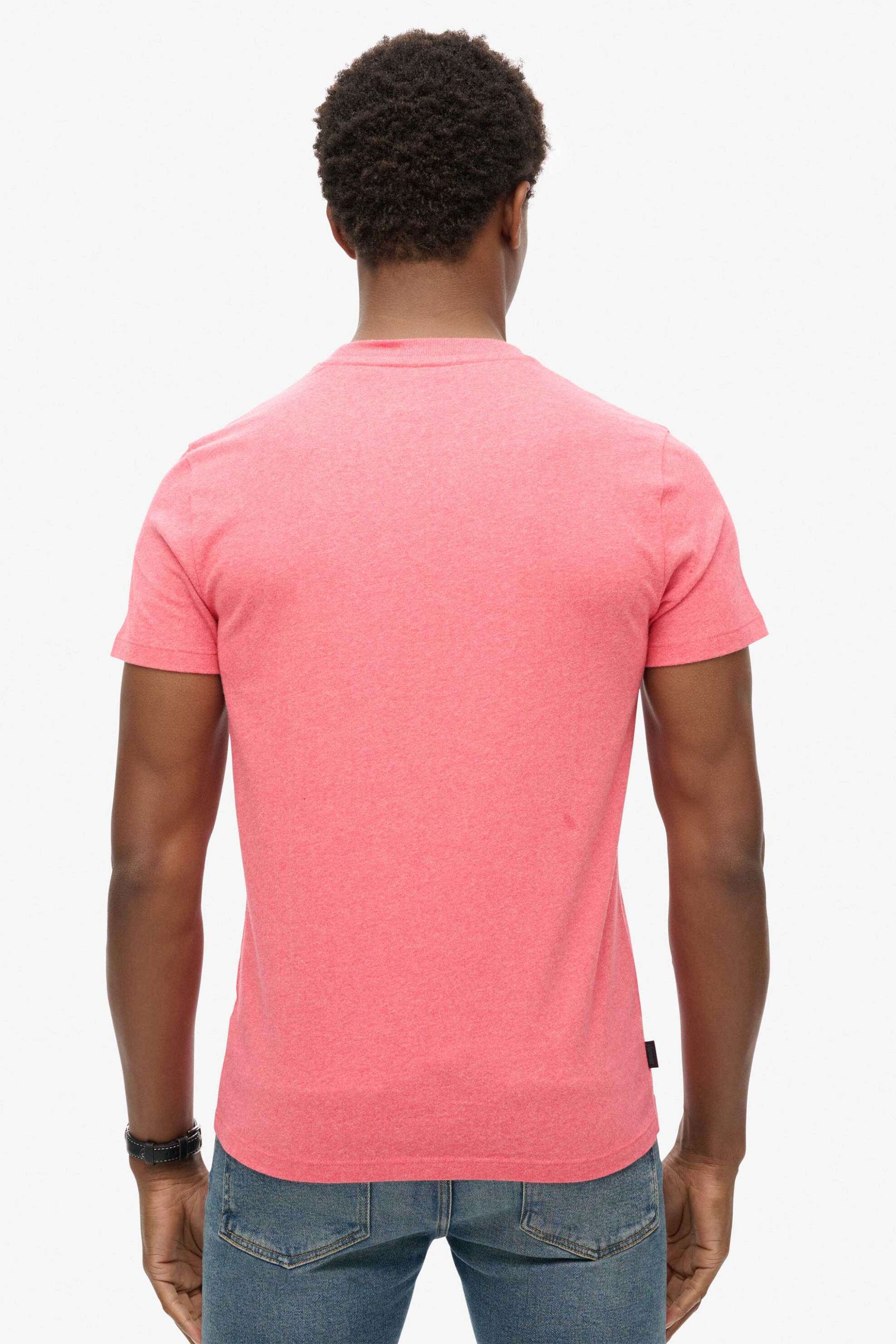 Superdry ανδρικό T-shirt με κεντημένο λογότυπο Slim Fit "Essential" - M1011245A Ροζ φωτογραφία