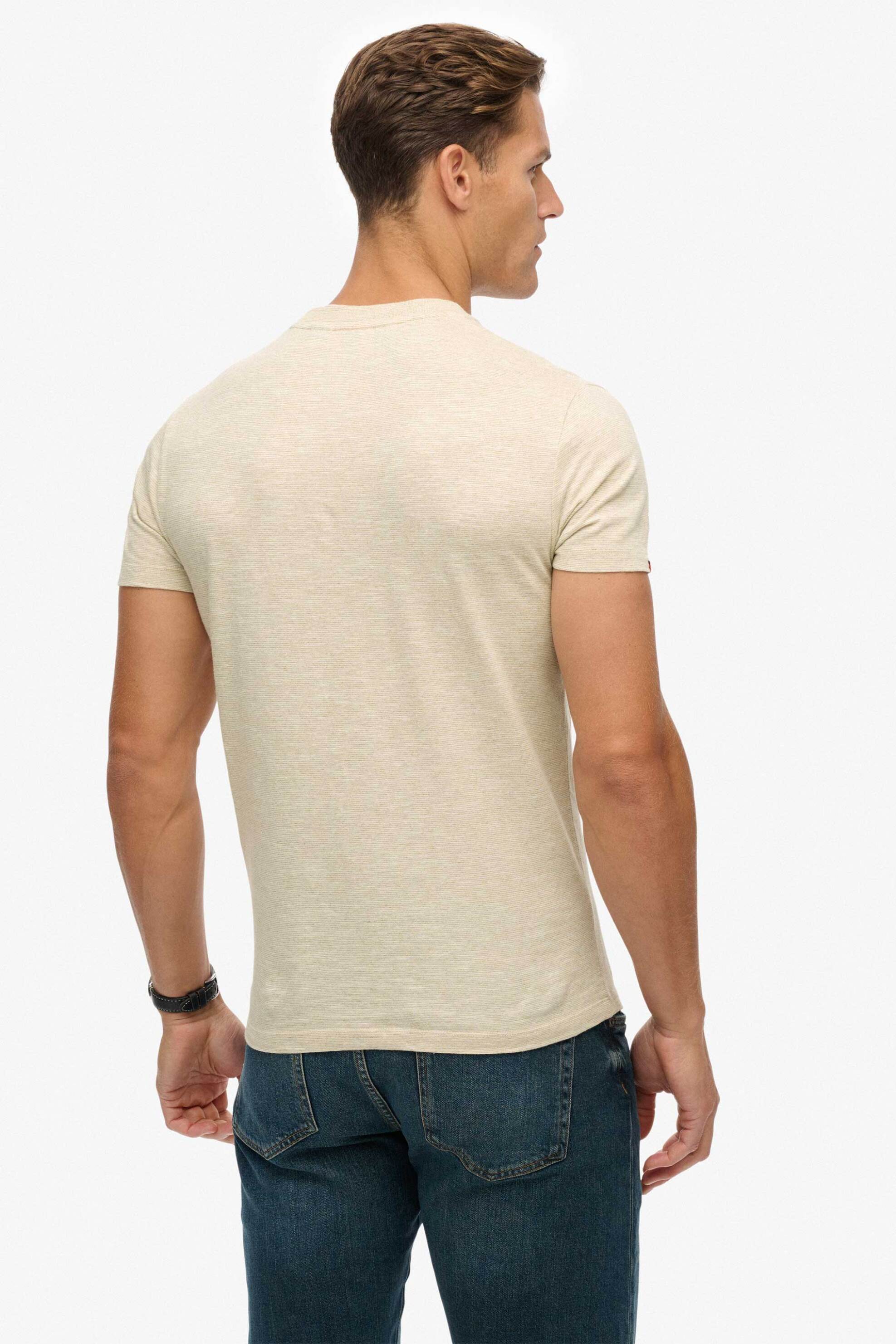 Superdry ανδρικό T-shirt με κεντημένο λογότυπο Slim Fit "Essential" - M1011245A Κρέμ φωτογραφία