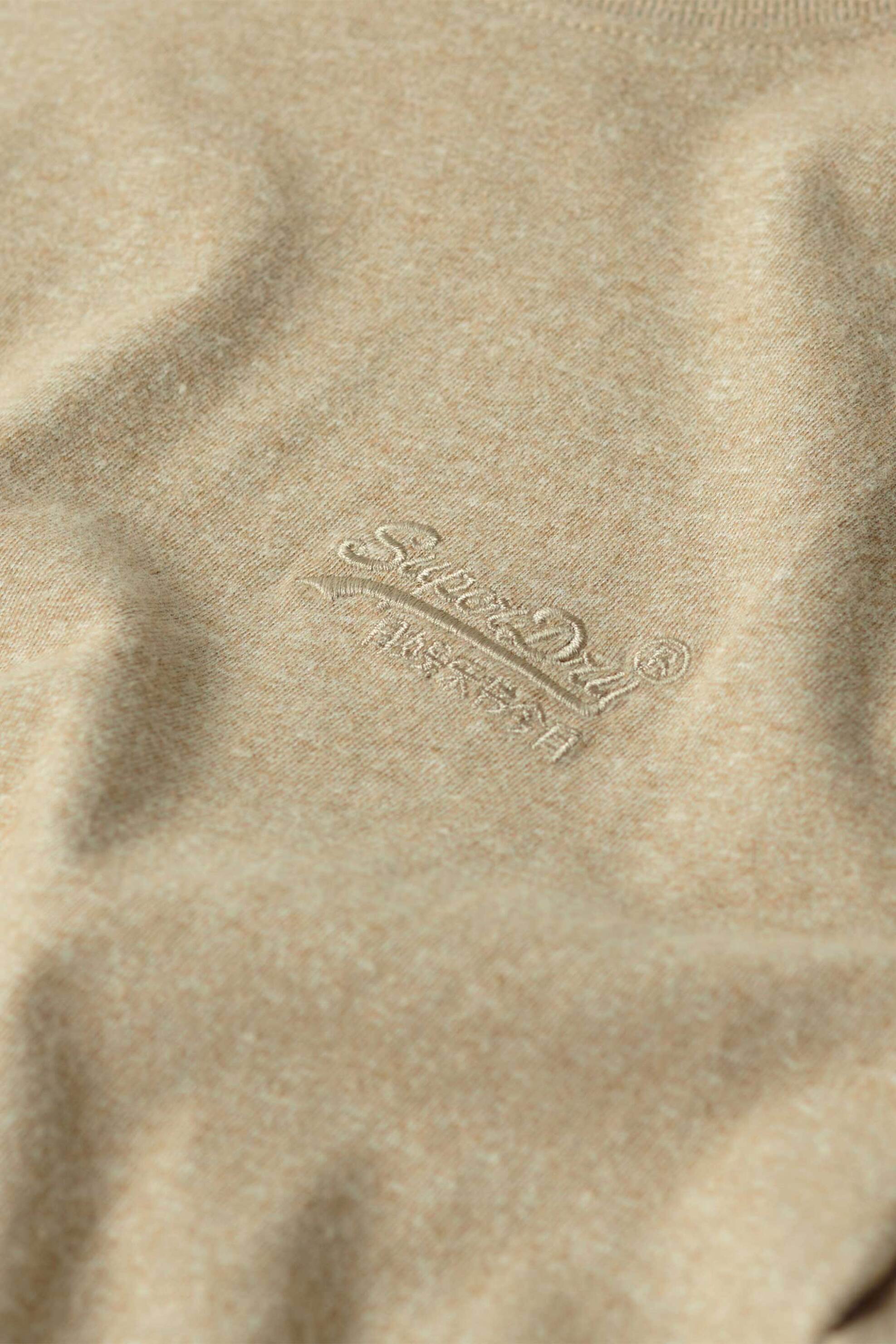 Superdry Ανδρικό T-Shirt με Κεντημένο Λογότυπο Slim Fit Essential - M1011245A Μπεζ