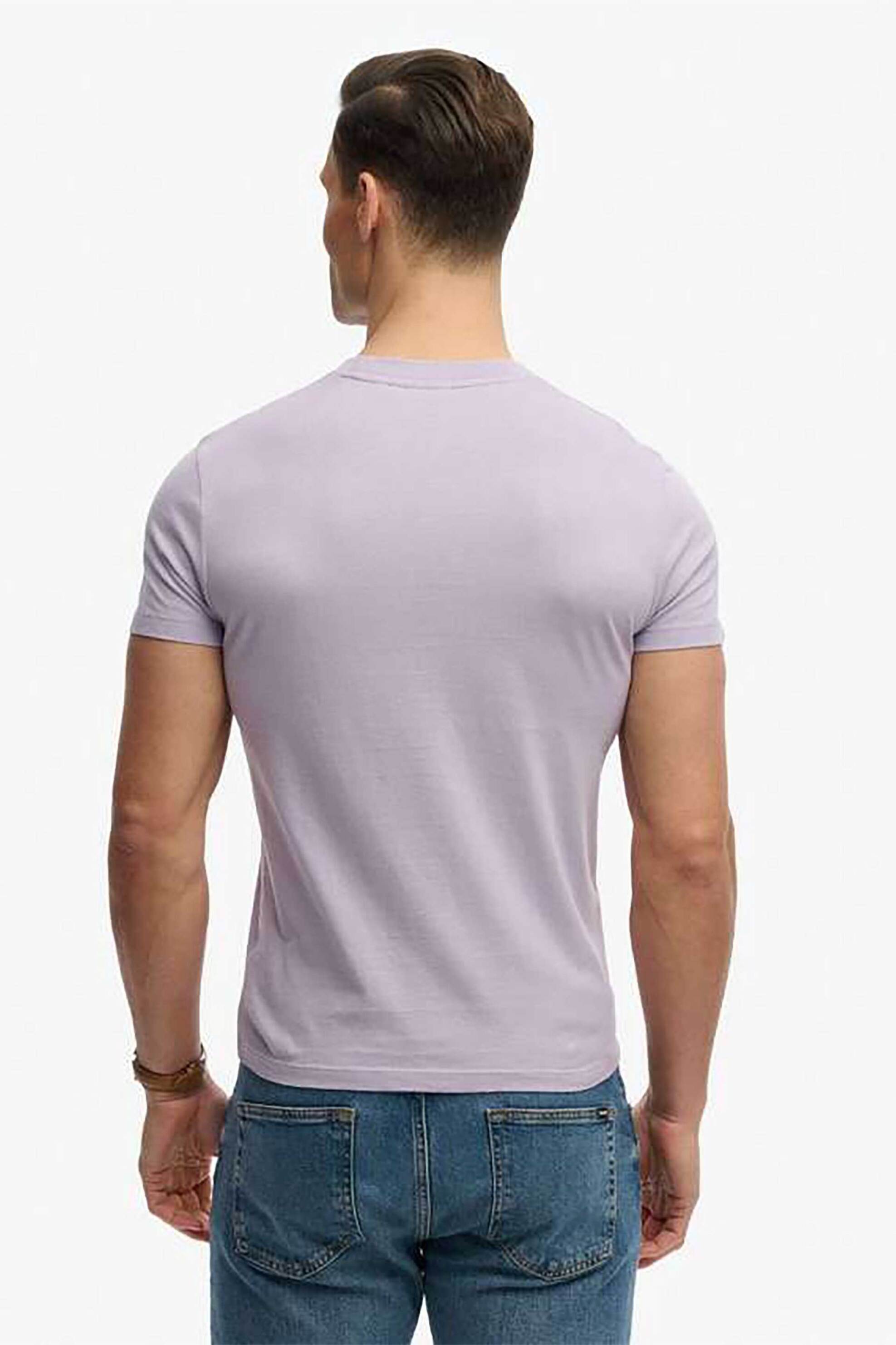 Superdry Ανδρικό T-Shirt με Κεντημένο Λογότυπο Slim Fit Essential Logo - M1011245A Λιλά