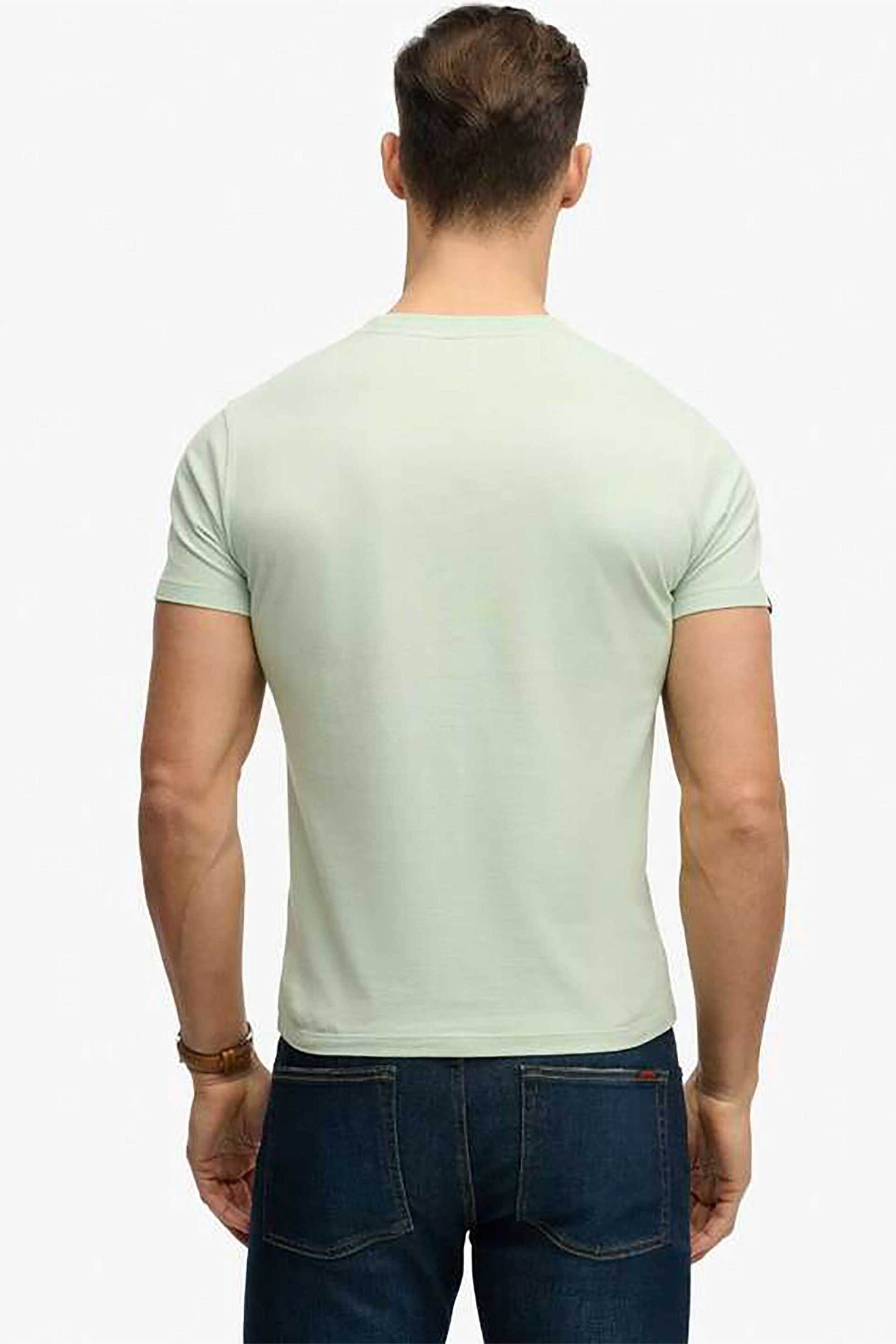 Superdry Ανδρικό T-Shirt με Κεντημένο Λογότυπο Slim Fit Essential Logo - M1011245A Πράσινο Φυστικί