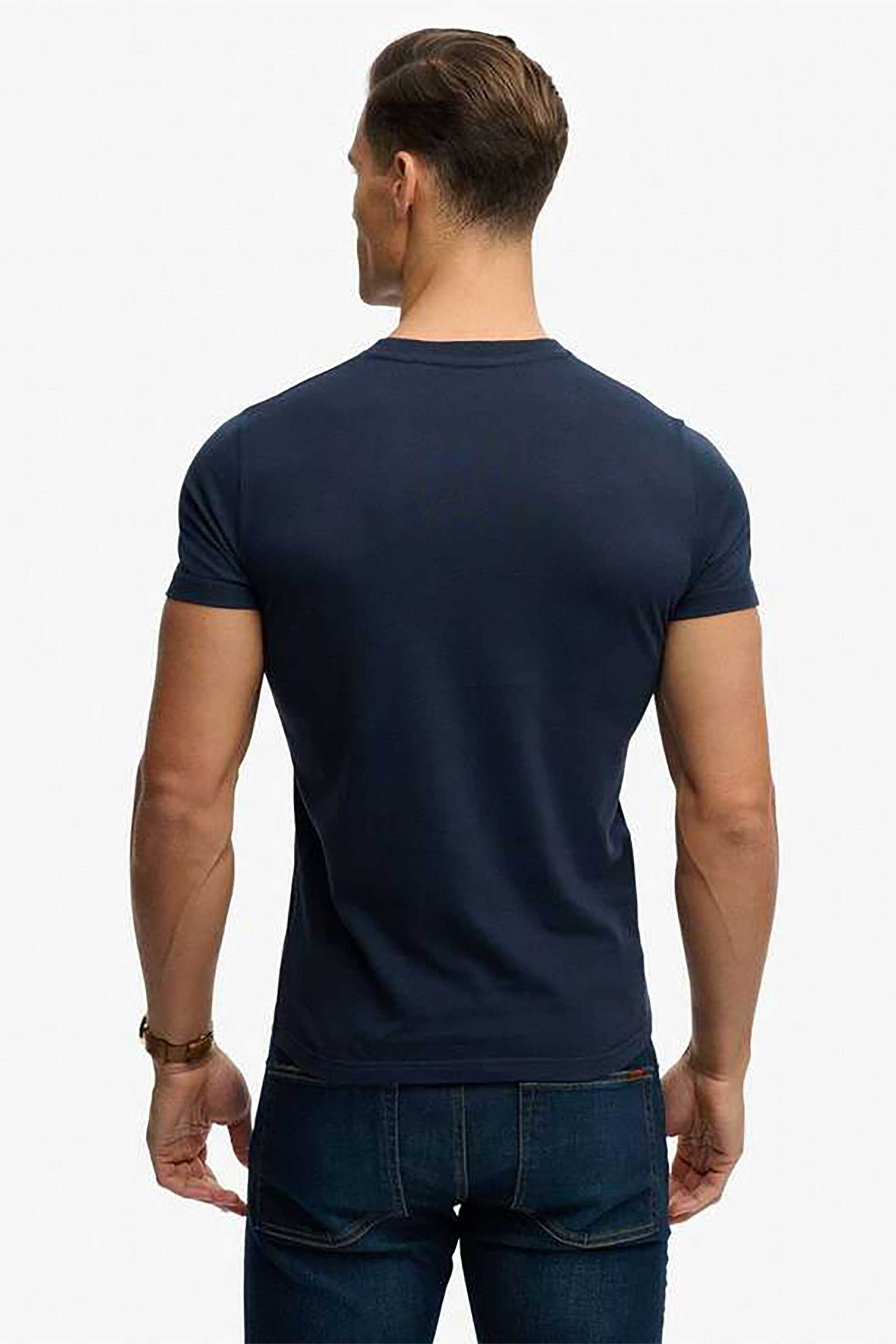 Superdry Ανδρικό T-Shirt με Κεντημένο Λογότυπο Slim Fit Essential Logo - M1011245A Μπλε Navy