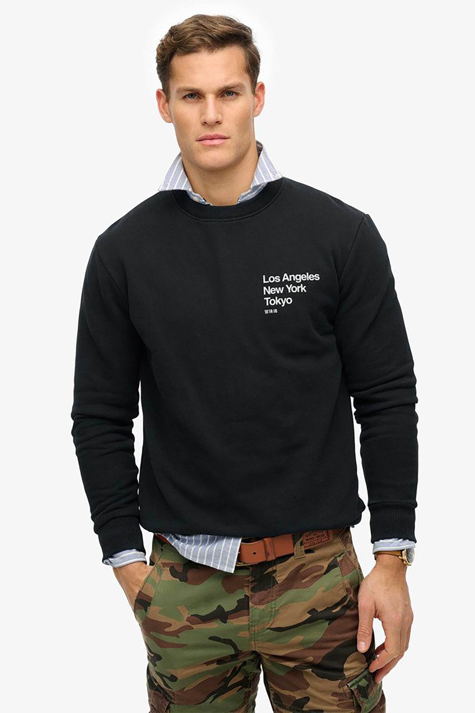 SUPERDRY Superdry ανδρική μπλούζα φούτερ με lettering "Core Logo City" - M2014015A Μαύρο