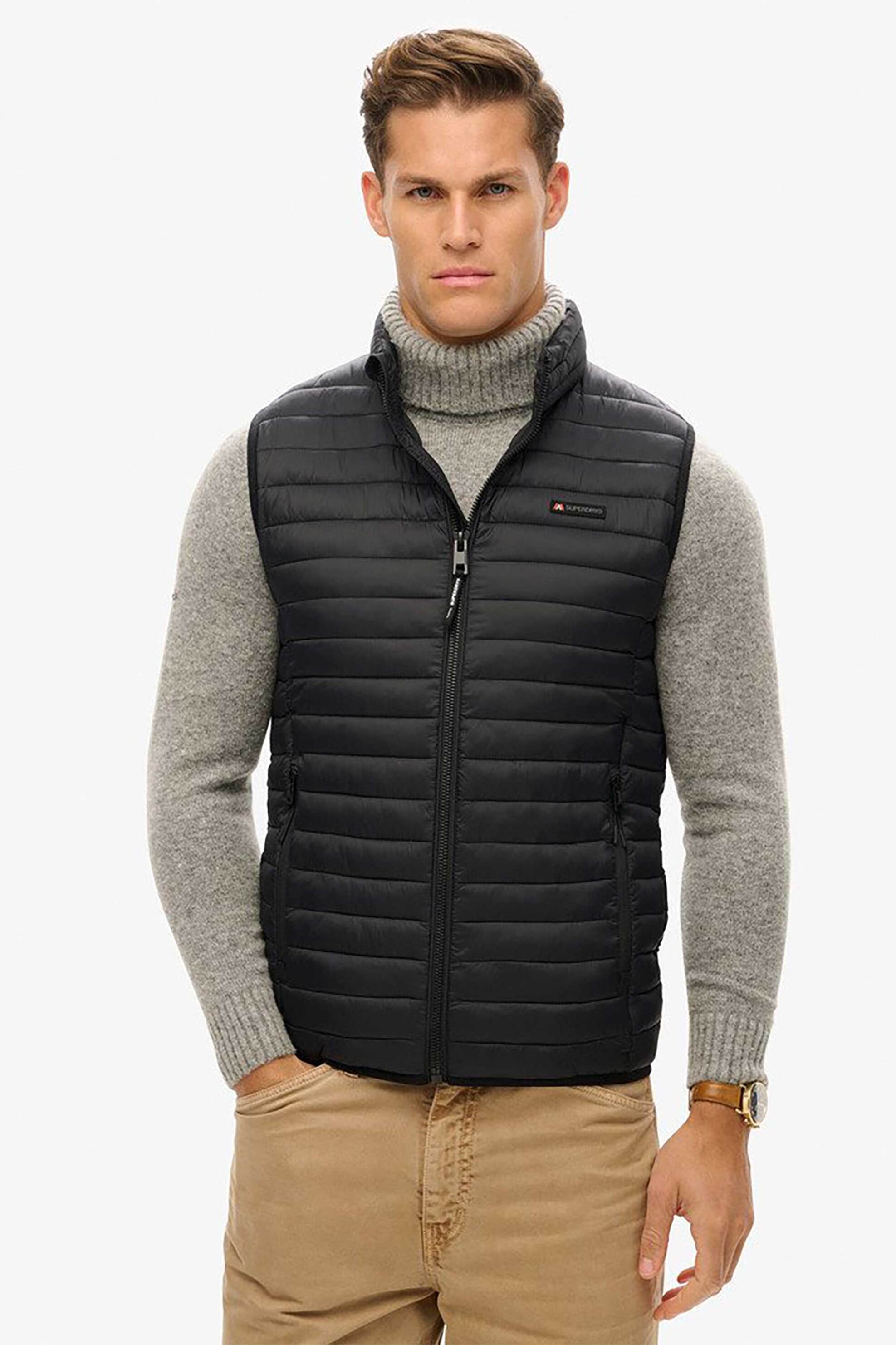 SUPERDRY Superdry ανδρικό μπουφάν αμάνικο καπιτονέ με λογότυπο "Fuji Lite" - M5012056A Μαύρο