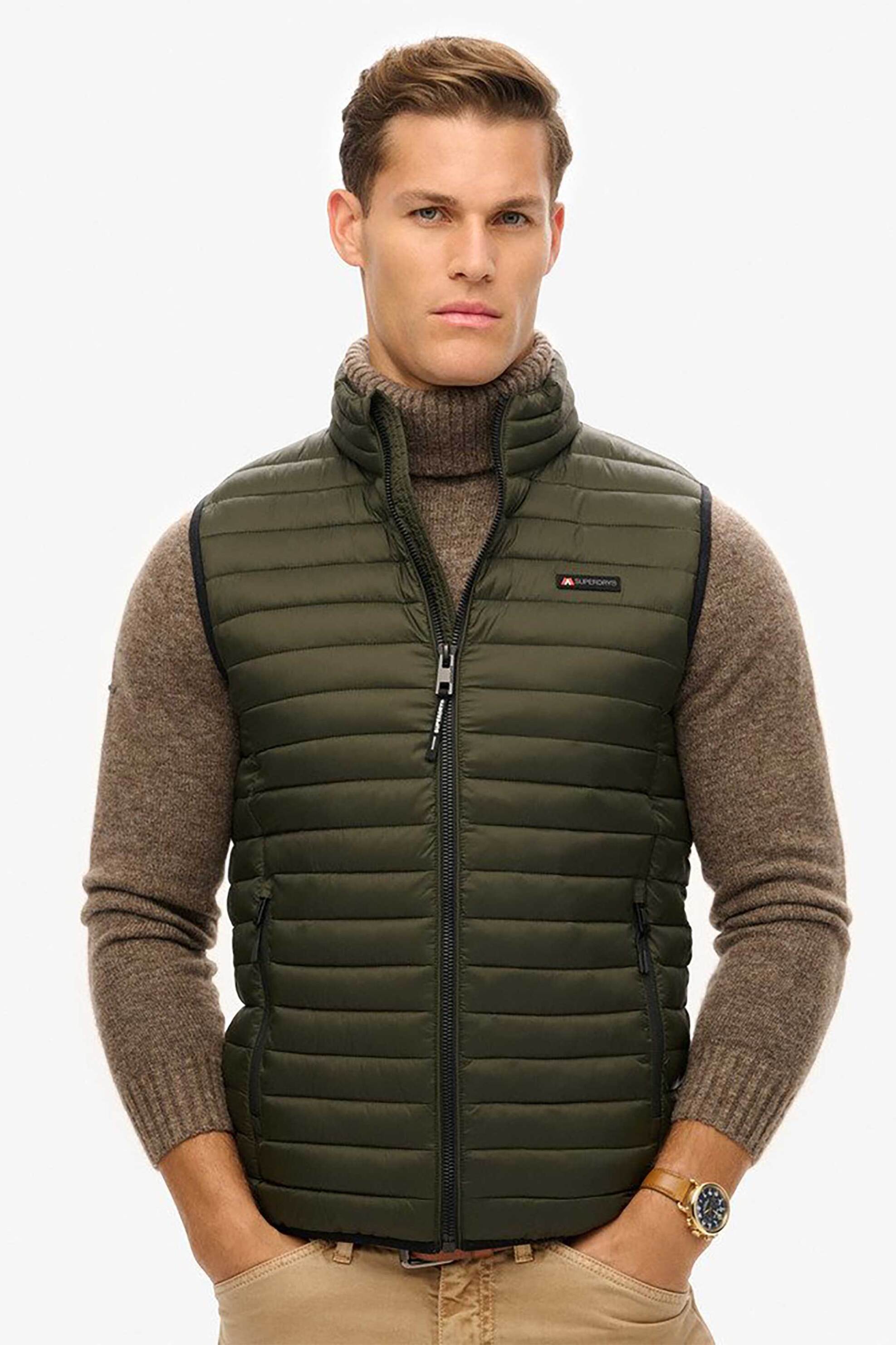 SUPERDRY Superdry ανδρικό μπουφάν αμάνικο καπιτονέ με λογότυπο "Fuji Lite" - M5012056A Χακί