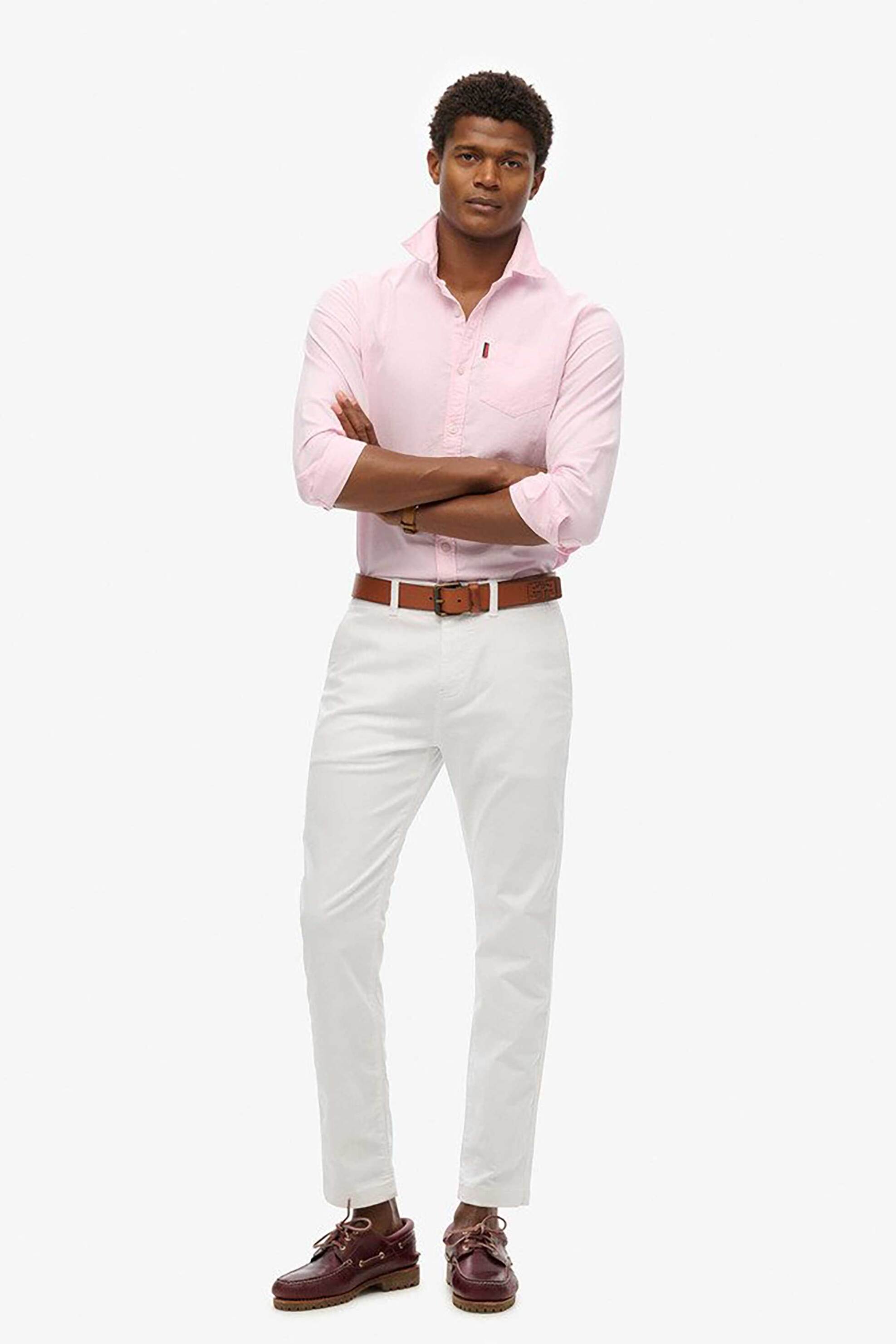 SUPERDRY Superdry ανδρικό παντελόνι chino "International" - M7011135A Λευκό