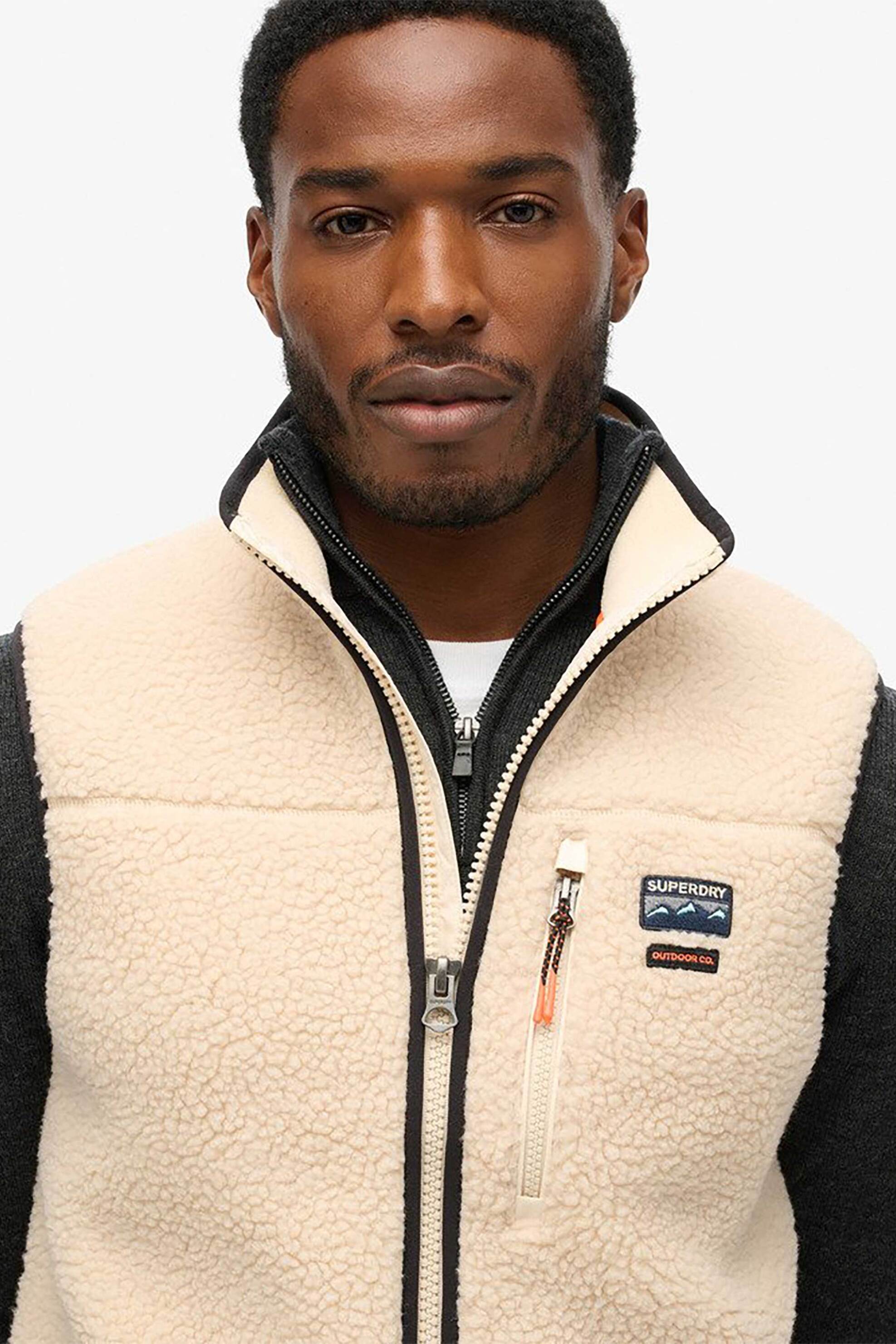 Superdry ανδρικό μπουφάν αμάνικο μπουκλέ "Outdoor Fleece" - M5012159A Μπεζ φωτογραφία