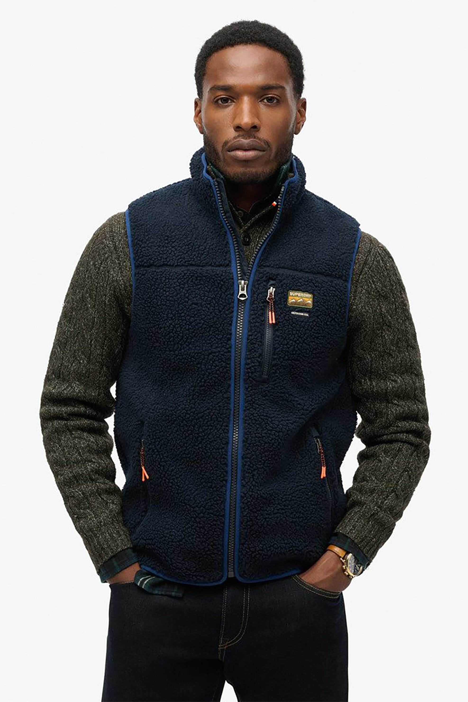 SUPERDRY Superdry ανδρικό μπουφάν αμάνικο μπουκλέ "Outdoor Fleece" - M5012159A Μπλε Σκούρο