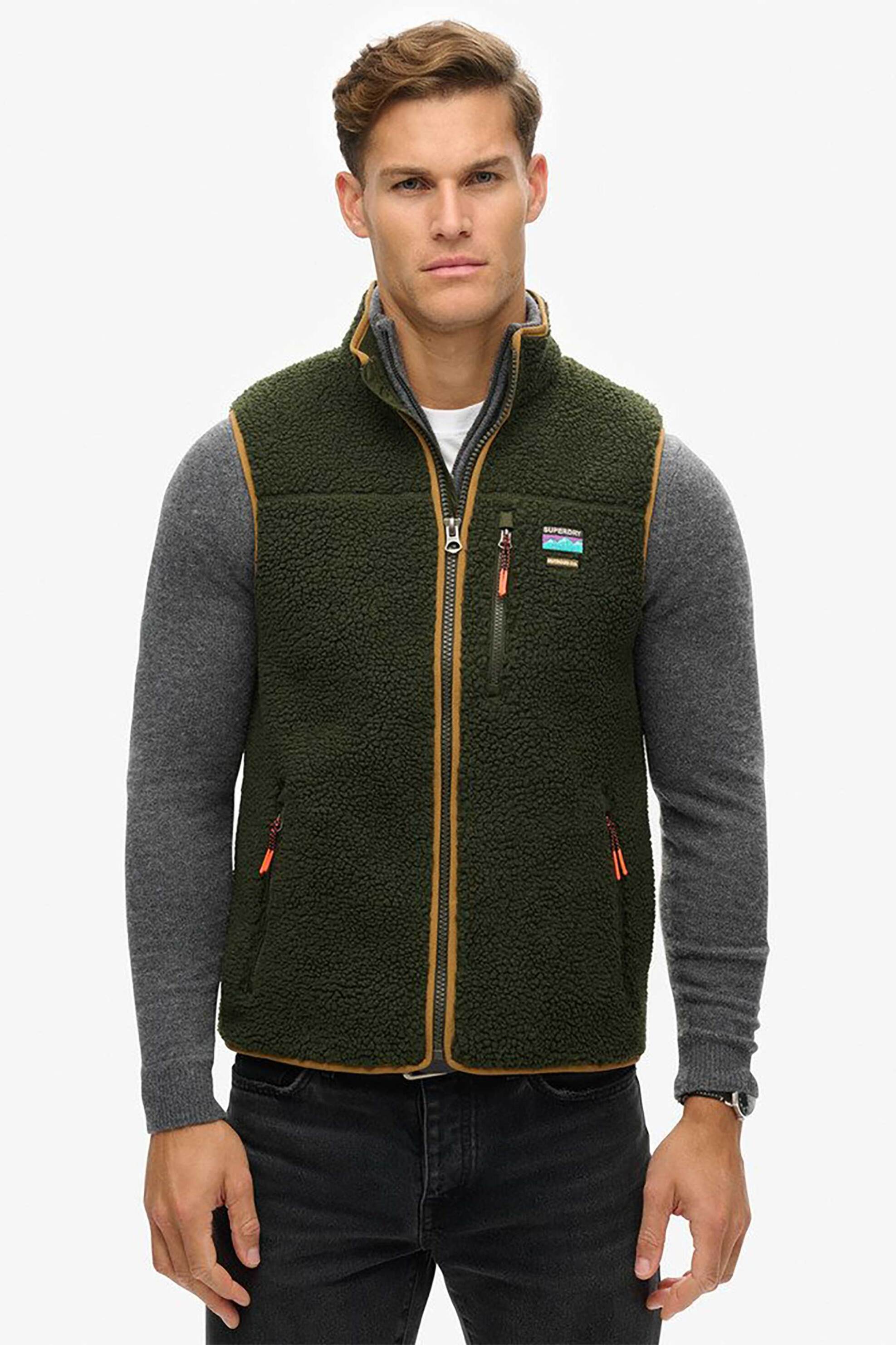 SUPERDRY Superdry ανδρικό μπουφάν αμάνικο μπουκλέ "Outdoor Fleece" - M5012159A Χακί
