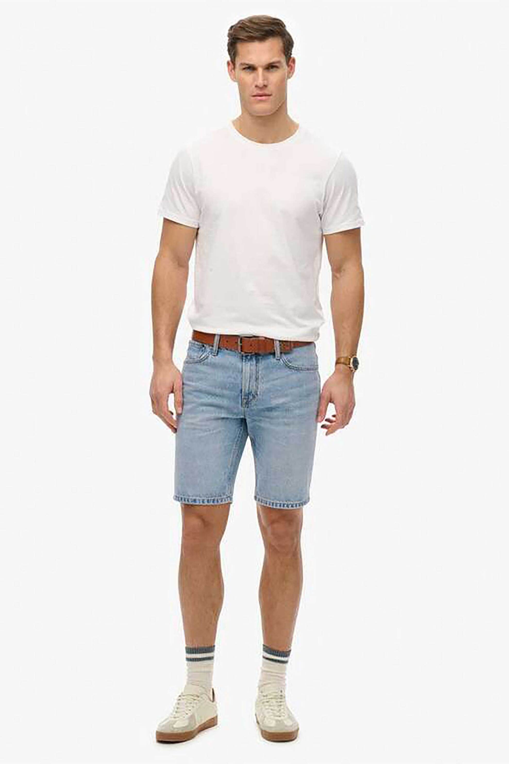 Superdry ανδρική denim βερμούδα πεντάτσεπη Straight Fit "Vintage" - M7110394A Denim Blue Ανοιχτό