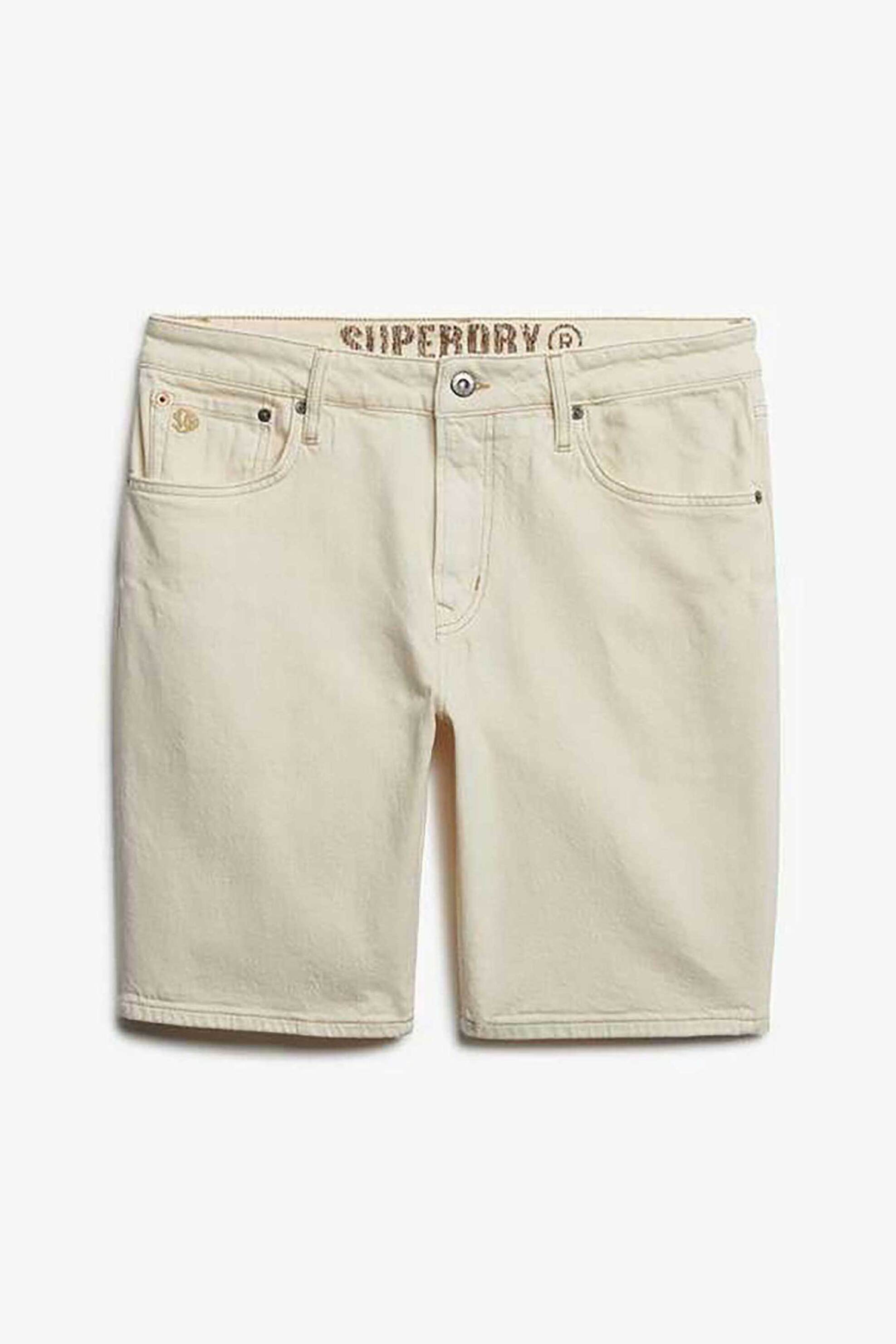 Superdry ανδρική denim βερμούδα πεντάτσεπη Straight Fit "Vintage" - M7110394A Κρέμ
