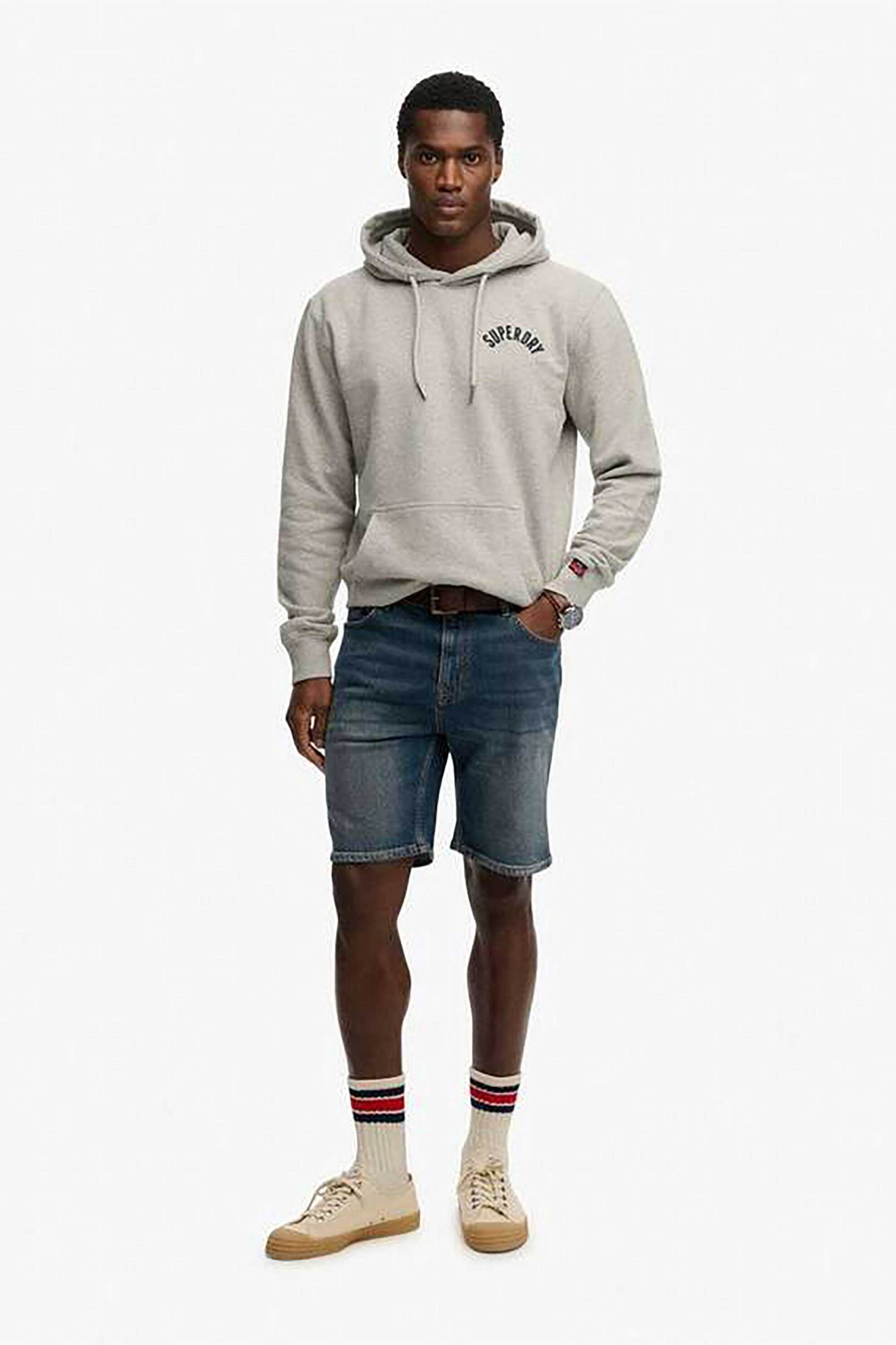 Superdry ανδρική denim βερμούδα πεντάτσεπη Straight Fit "Vintage" - M7110394A Denim Blue Σκούρο