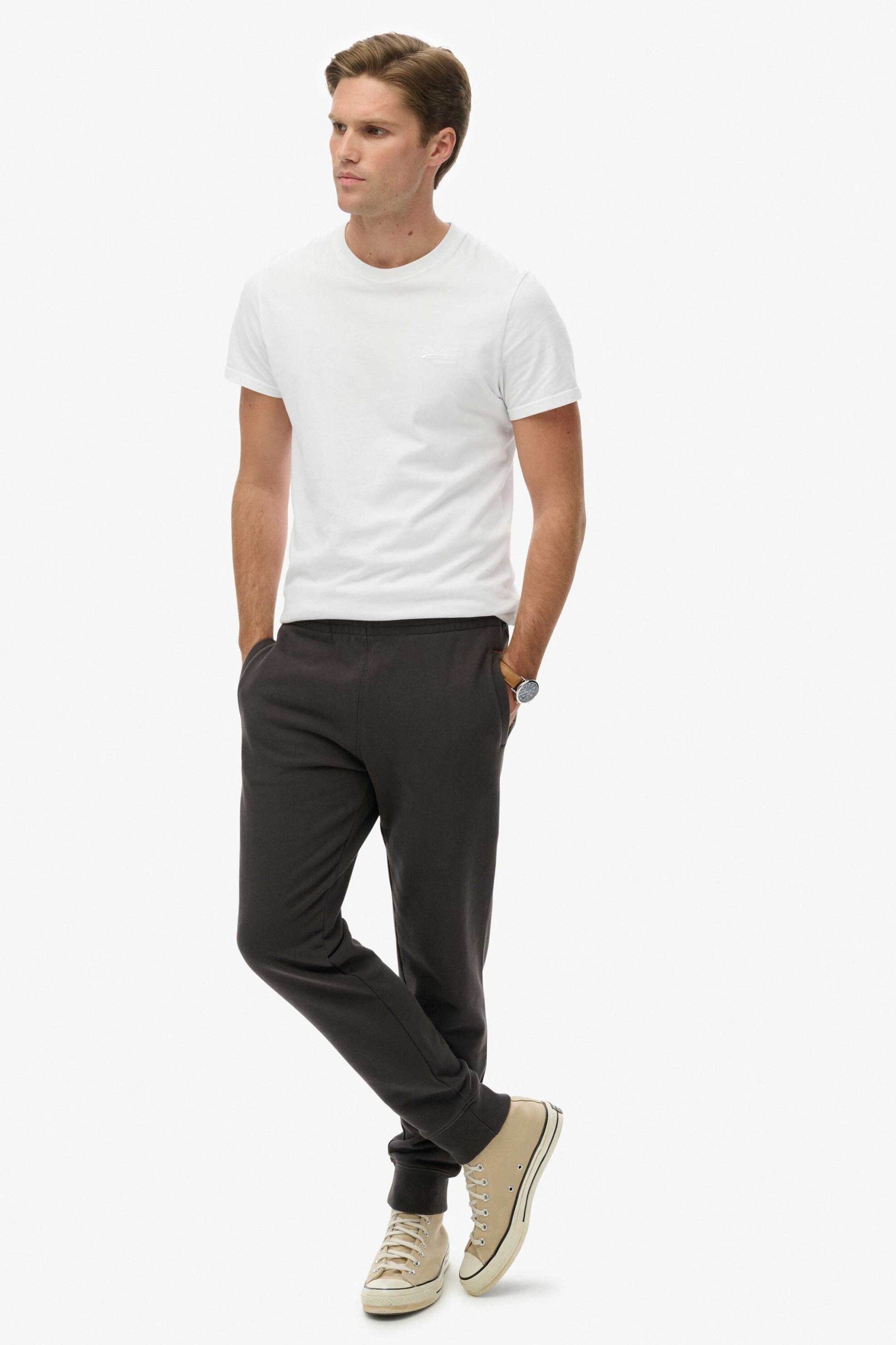 Superdry ανδρικό παντελόνι φόρμας με logo patch Slim Fit "Essential" - M7011323A Ανθρακί