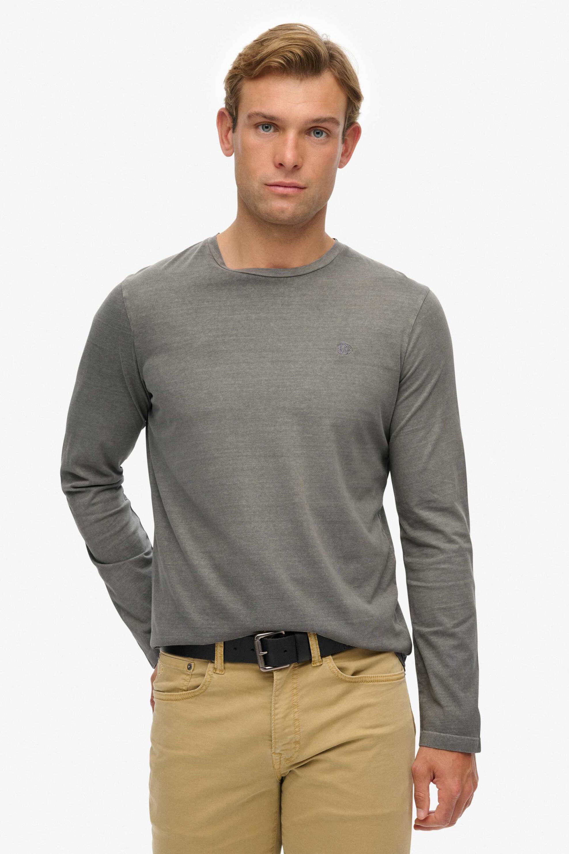 Superdry ανδρική μακρυμάνικη μπλούζα με κεντημένο λογότυπο Relaxed Fit "Essential" - M6010910A Γκρι