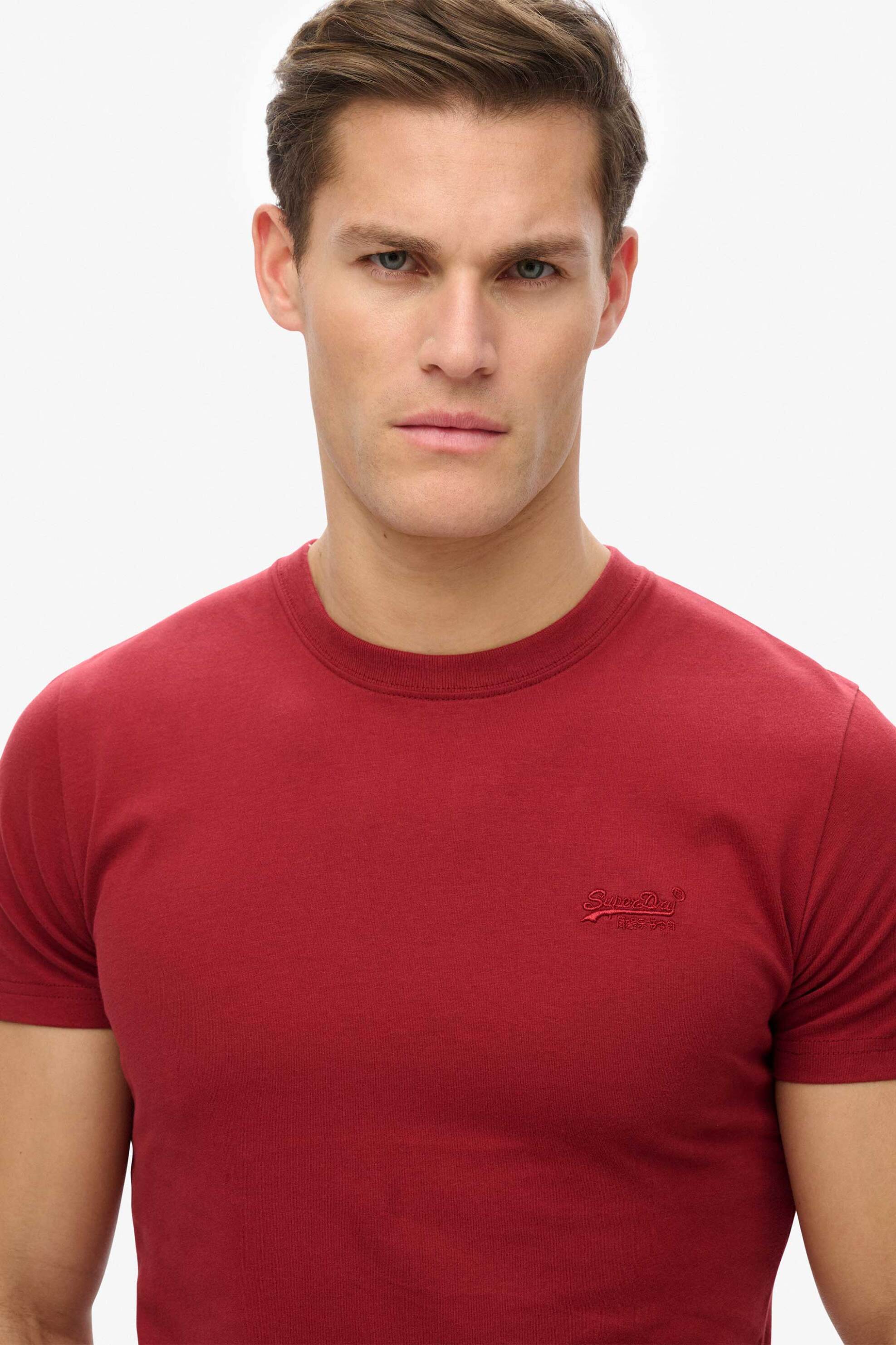 Superdry ανδρικό T-shirt με κεντημένο λογότυπο Slim Fit "Essential" - M1011245B Μπορντό φωτογραφία