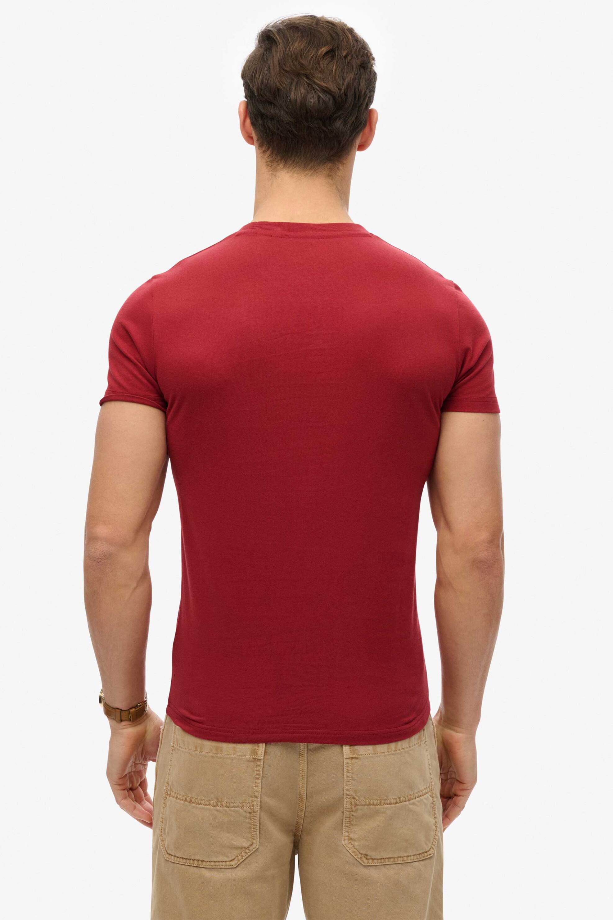 Superdry ανδρικό T-shirt με κεντημένο λογότυπο Slim Fit "Essential" - M1011245B Μπορντό φωτογραφία