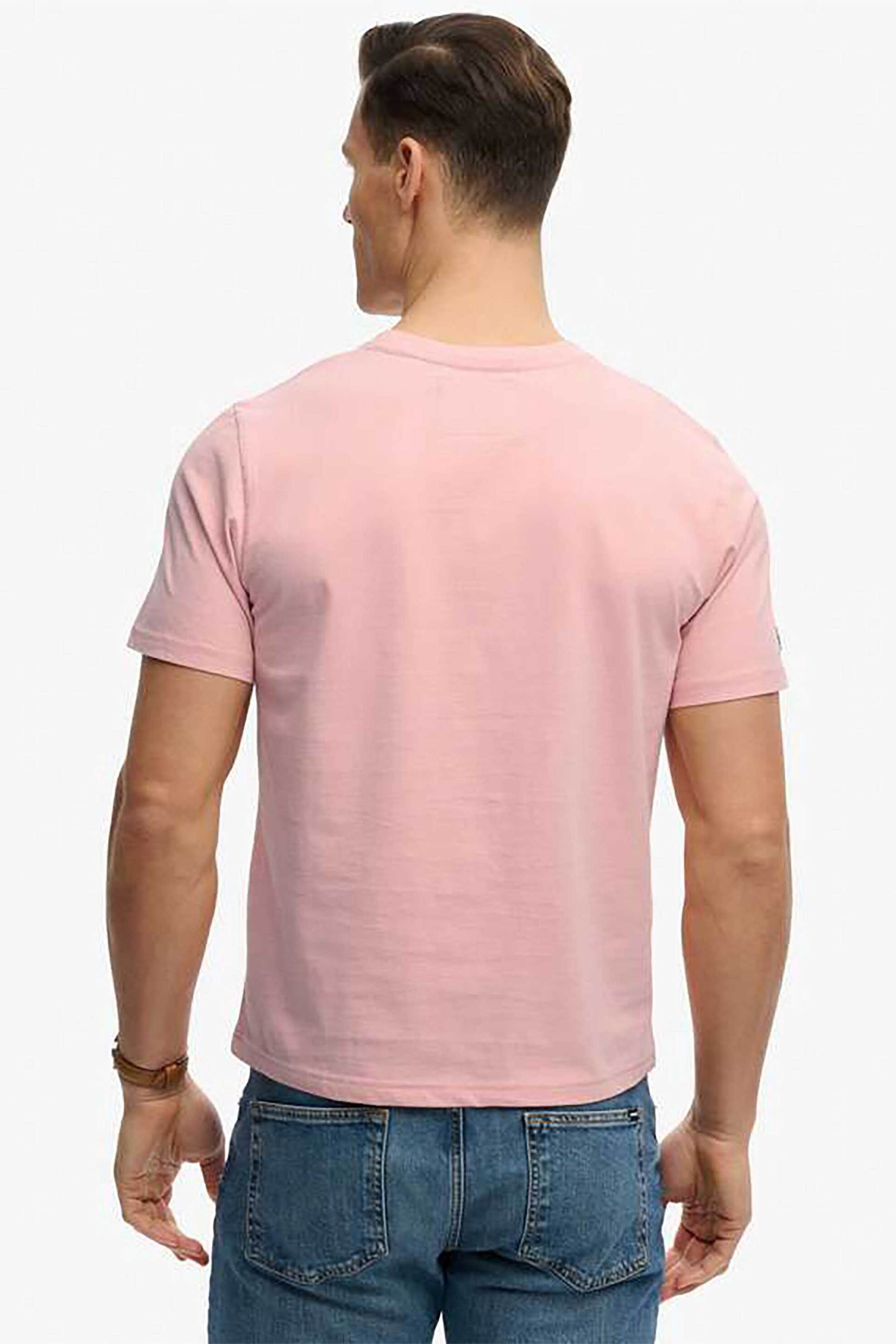 Superdry Ανδρικό T-Shirt με Graphic Print Relaxed Fit Vintage Logo Tokyo - M1012235A Ροζ