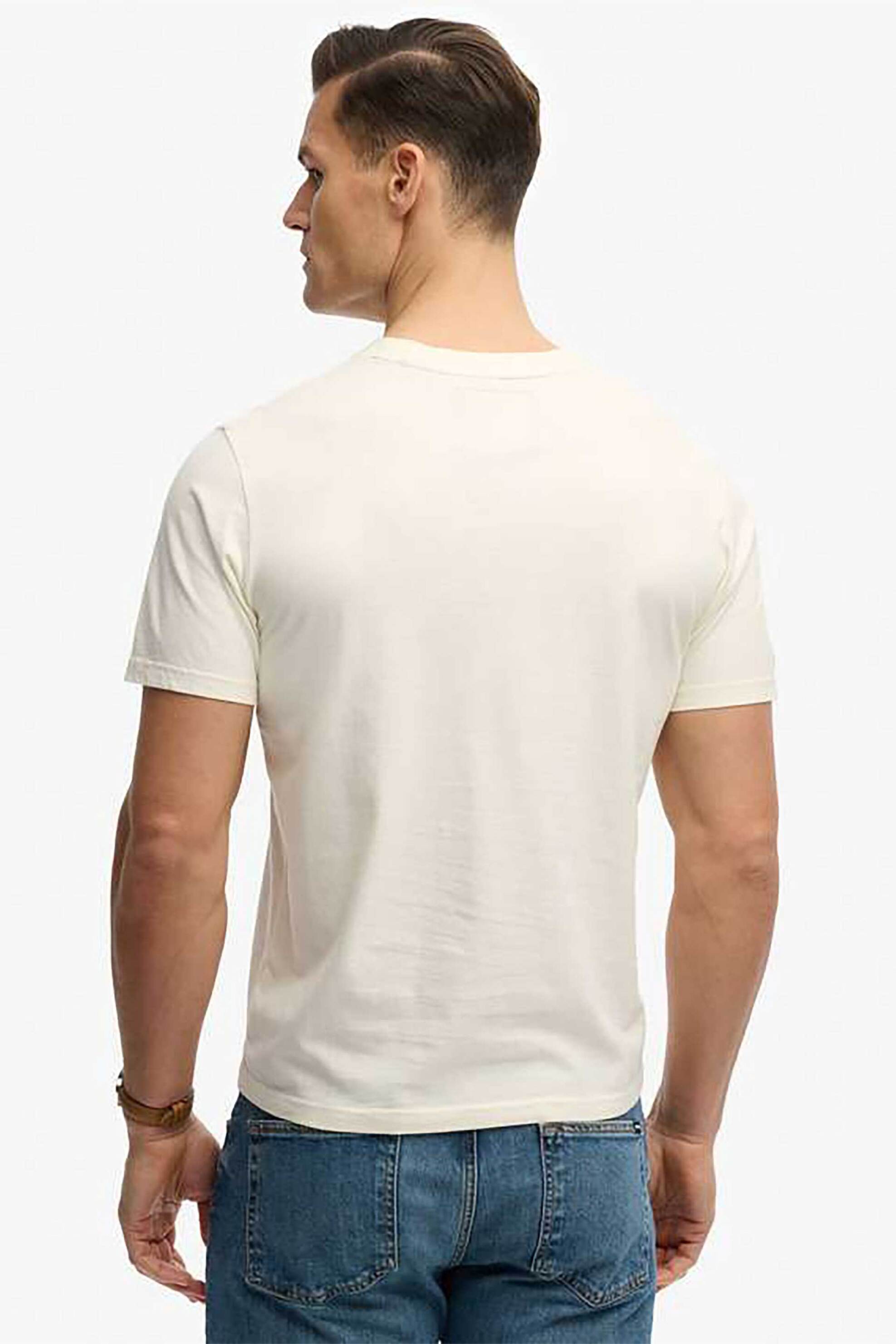 Superdry Ανδρικό T-Shirt με Graphic Print Relaxed Fit Vintage Logo Tokyo - M1012235A Κρέμ