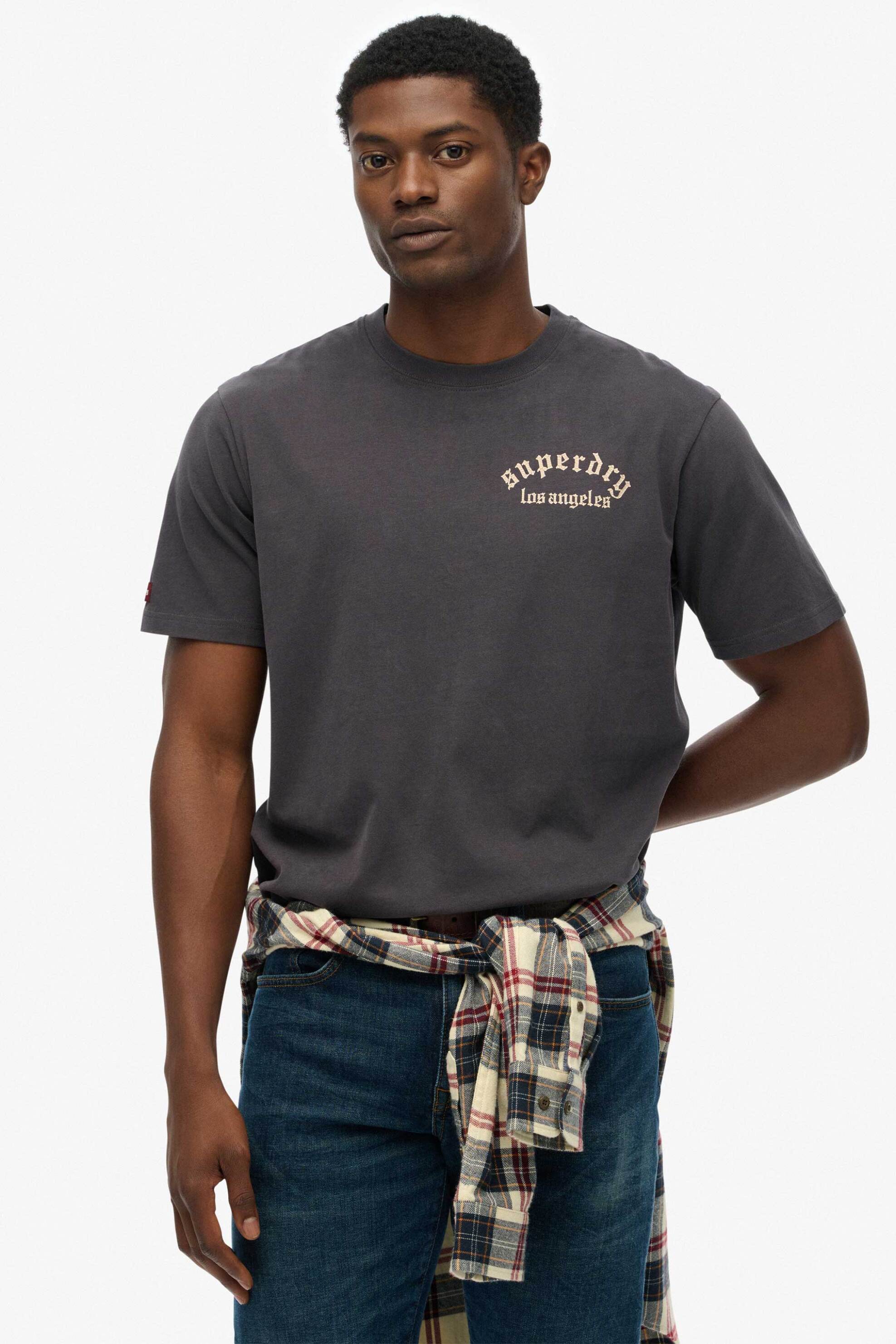 SUPERDRY & CO Superdry ανδρικό T-shirt με λογότυπο Relaxed Fit "Tattoo" - M1012251A Ανθρακί