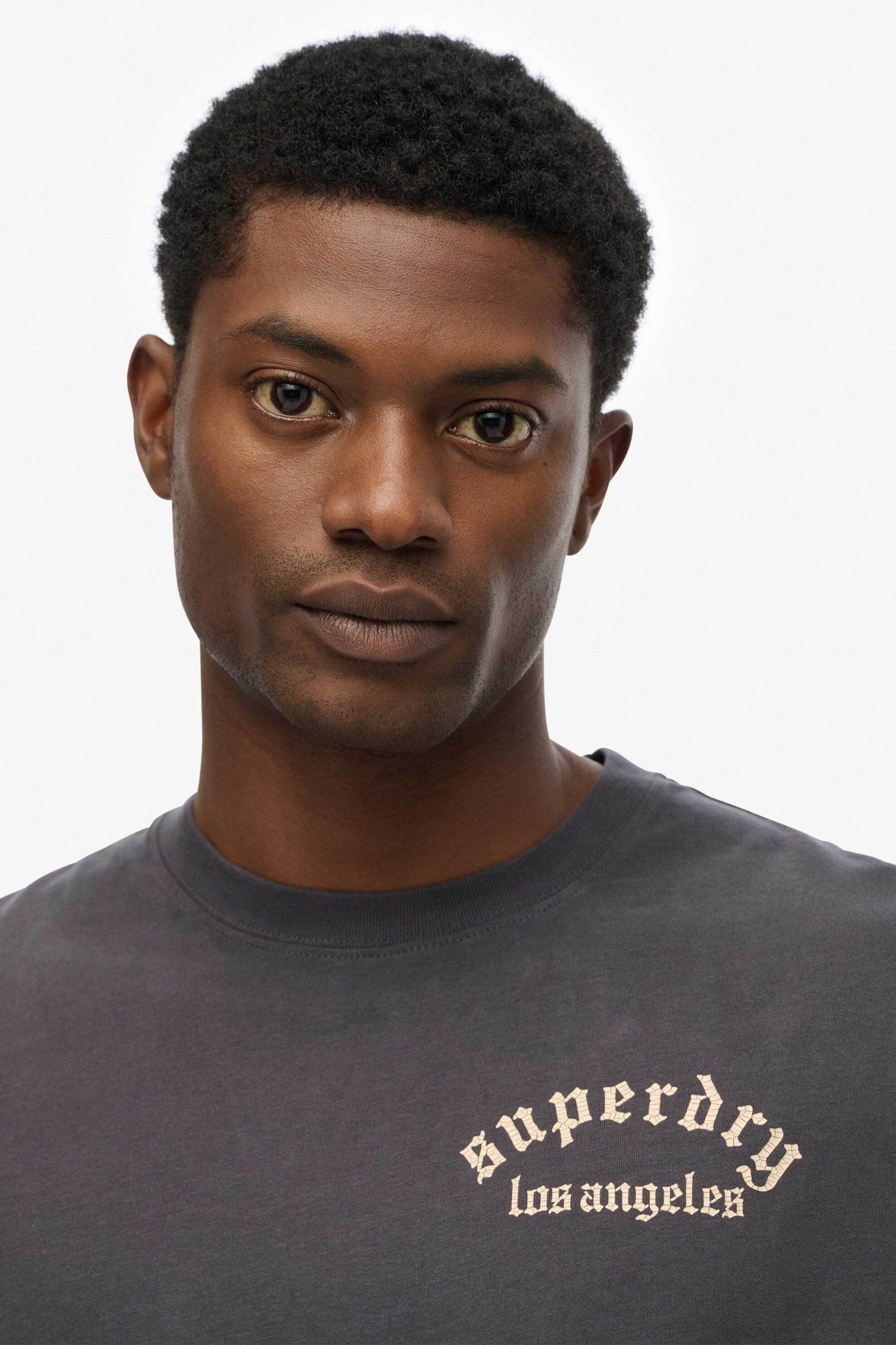 Superdry ανδρικό T-shirt με λογότυπο Relaxed Fit "Tattoo" - M1012251A Ανθρακί φωτογραφία