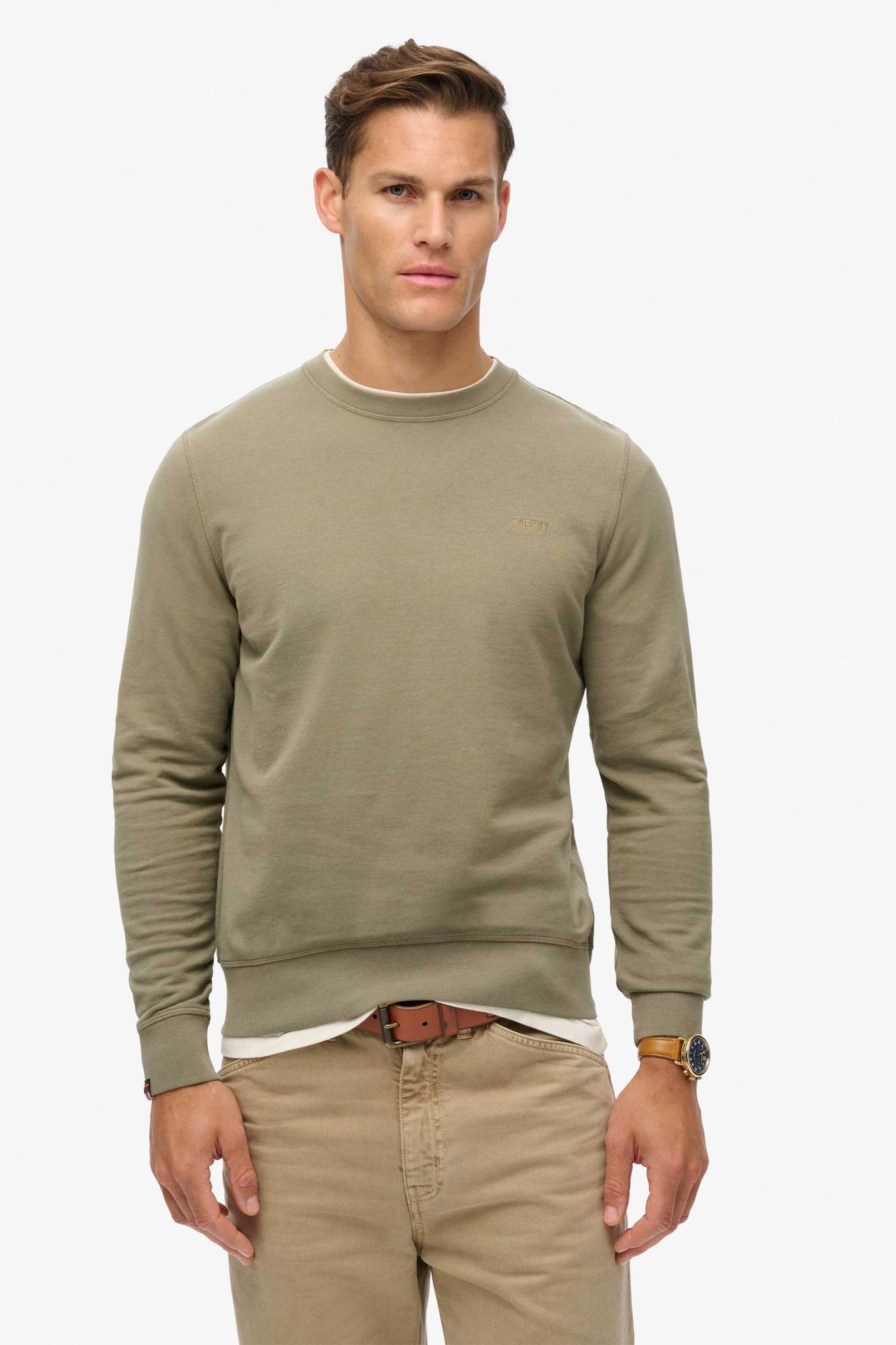 Superdry ανδρική μπλούζα φούτερ με κεντημένο λογότυπο Relaxed Fit "Classic Essential" - M2014044A Μπεζ