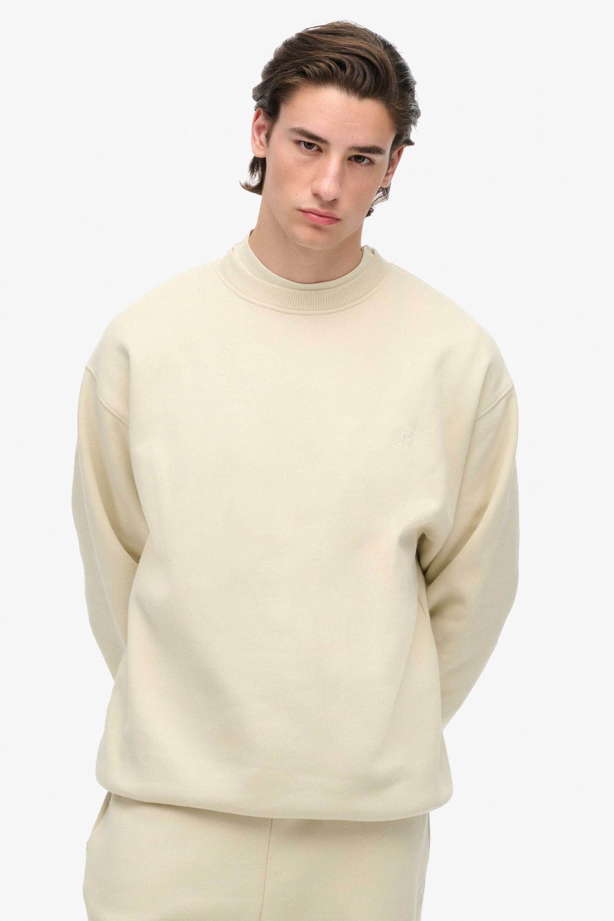 Superdry ανδρική μπλούζα φούτερ με κεντημένο λογότυπο Oversized Fit "Blank" - M2014310A Γκρι Ανοιχτό