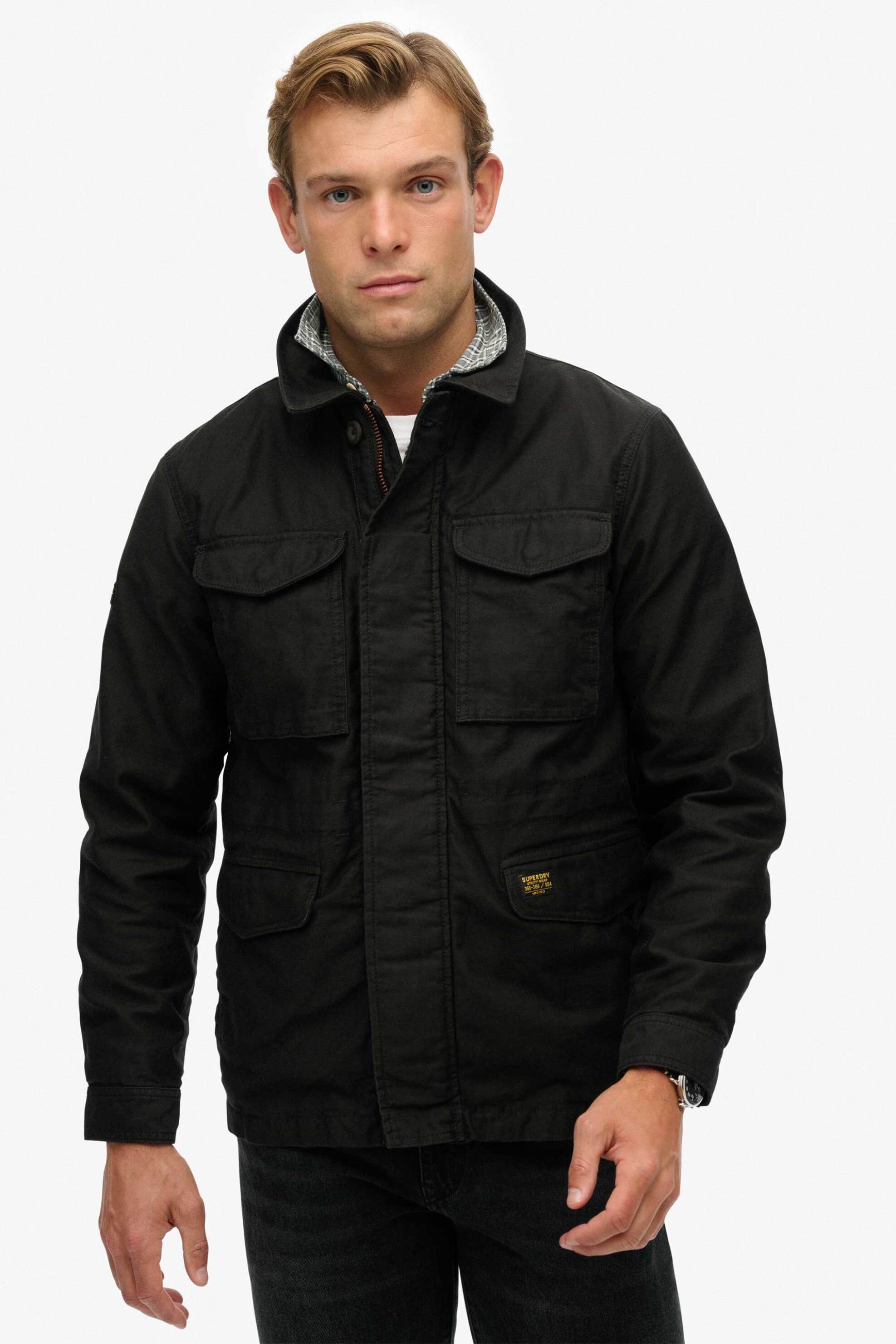 Superdry ανδρικό casual jacket Relaxed Fit "Collared M65" - M5012200A Μαύρο