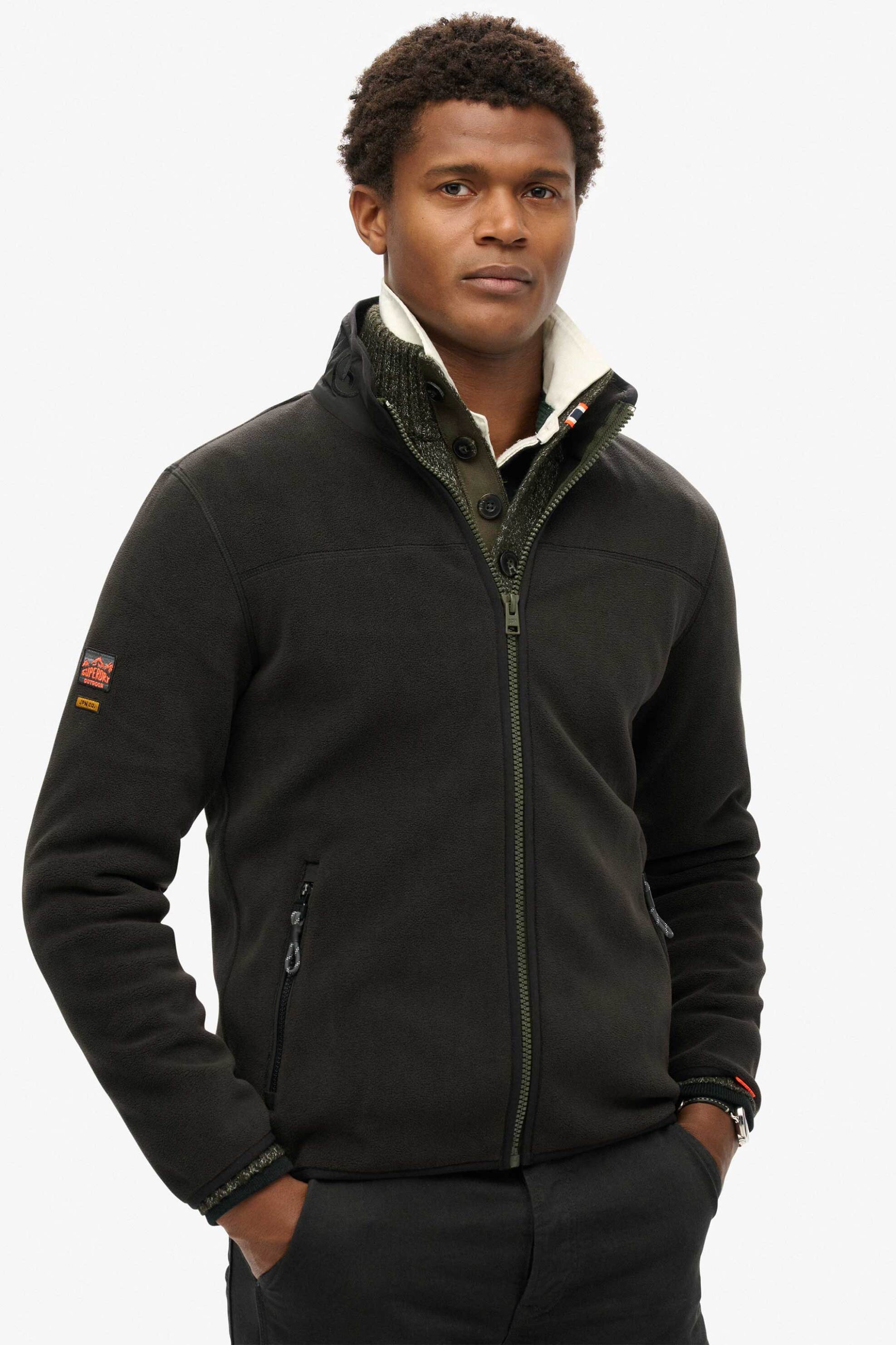 Superdry ανδρική ζακέτα fleece με λογότυπο Relaxed Fit "Active" - M2014152A Μαύρο