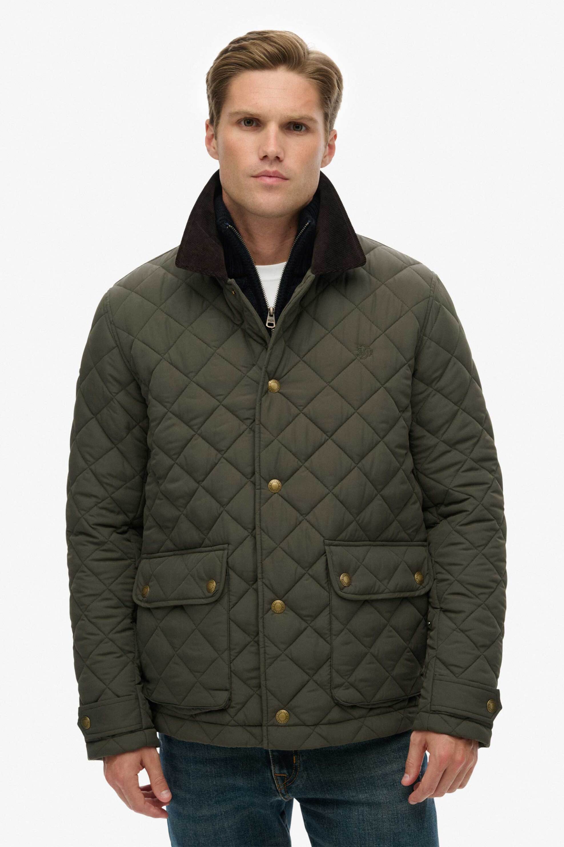 Superdry ανδρικό μπουφάν με καπιτονέ σχέδιο Relaxed Fit "Estate" - M5012270A Χακί