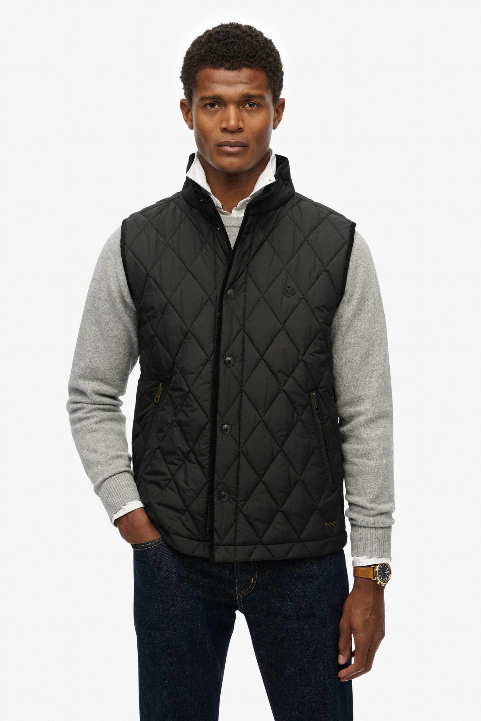 Superdry ανδρικό αμάνικο μπουφάν με καπιτονέ σχέδιο Slim Fit "Estate" - M5012273A Μαύρο