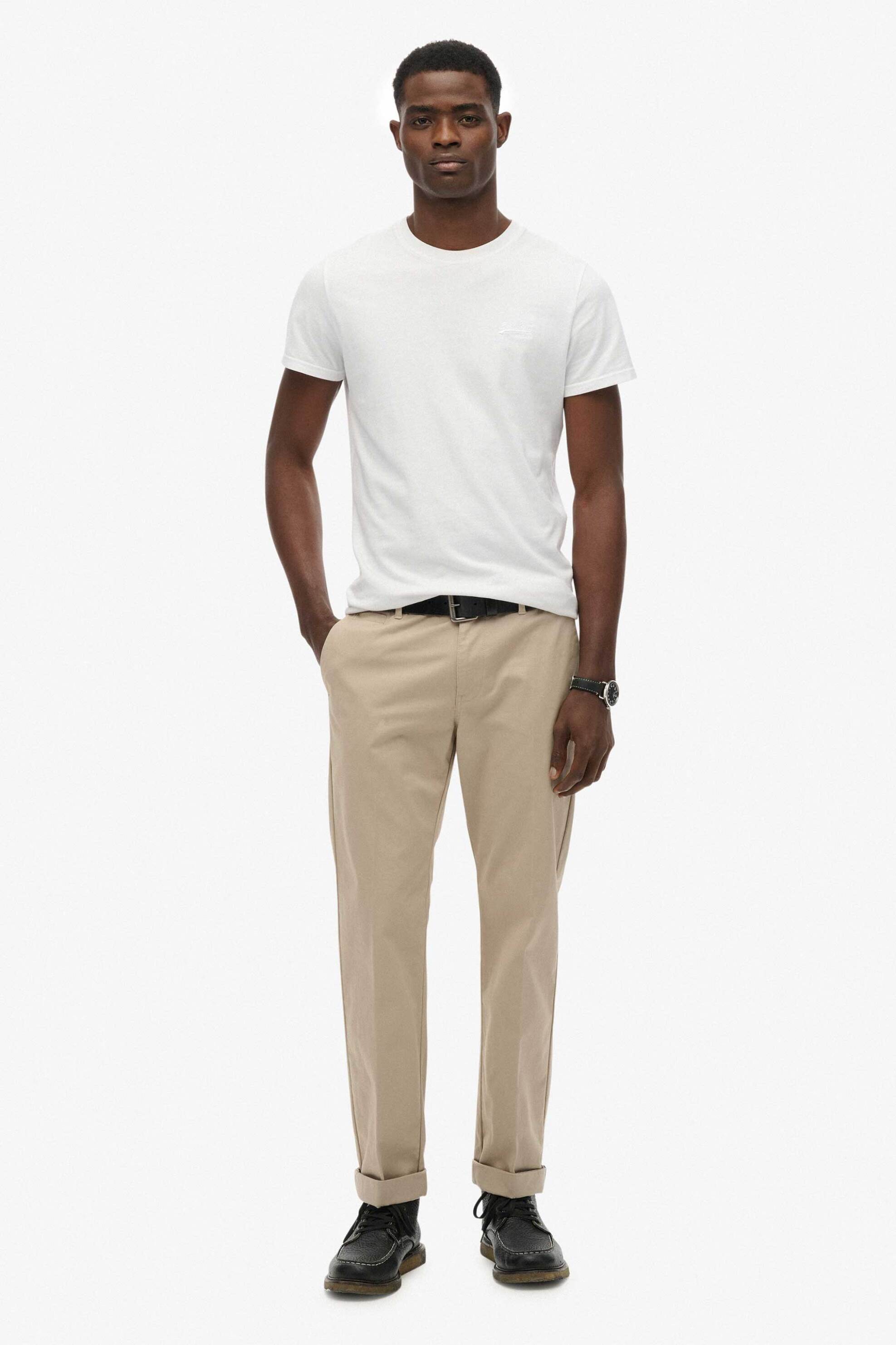 Superdry ανδρικό παντελόνι chino Straight Fit "Premium Regular" - M7011418A Μπεζ