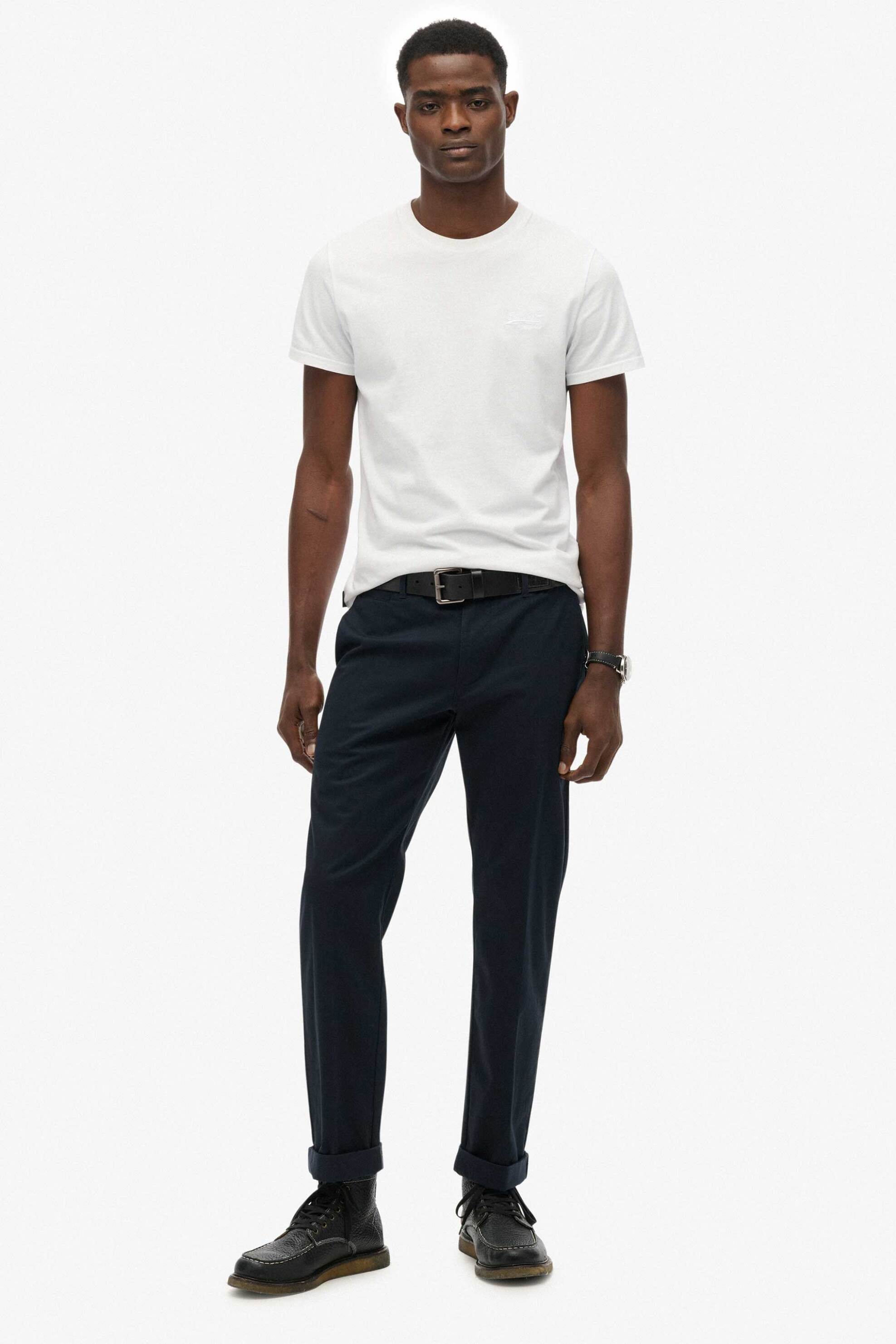 Superdry ανδρικό παντελόνι chino Straight Fit "Premium Regular" - M7011418A Μπλε Σκούρο