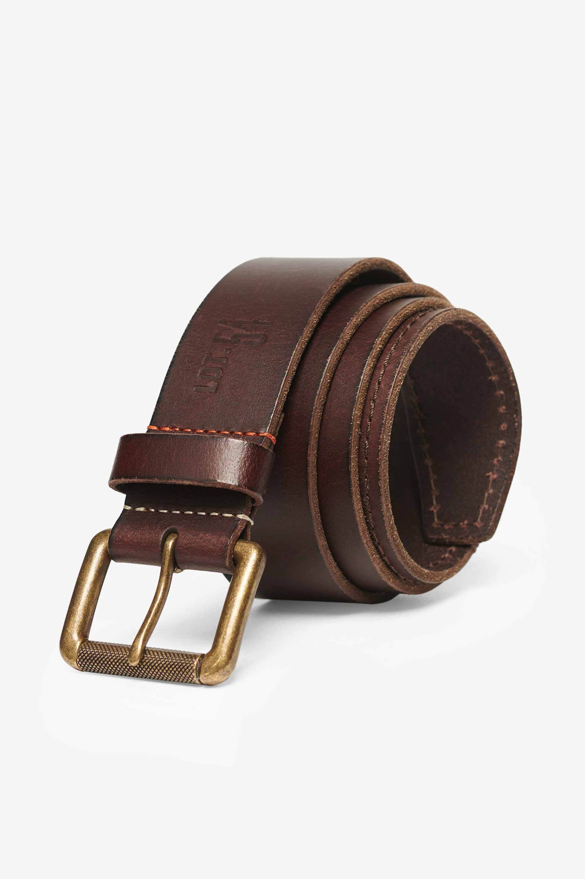 Superdry ανδρική δερμάτινη ζώνη με μεταλλική αγκράφα "Badgeman" - M9210116A Καφέ