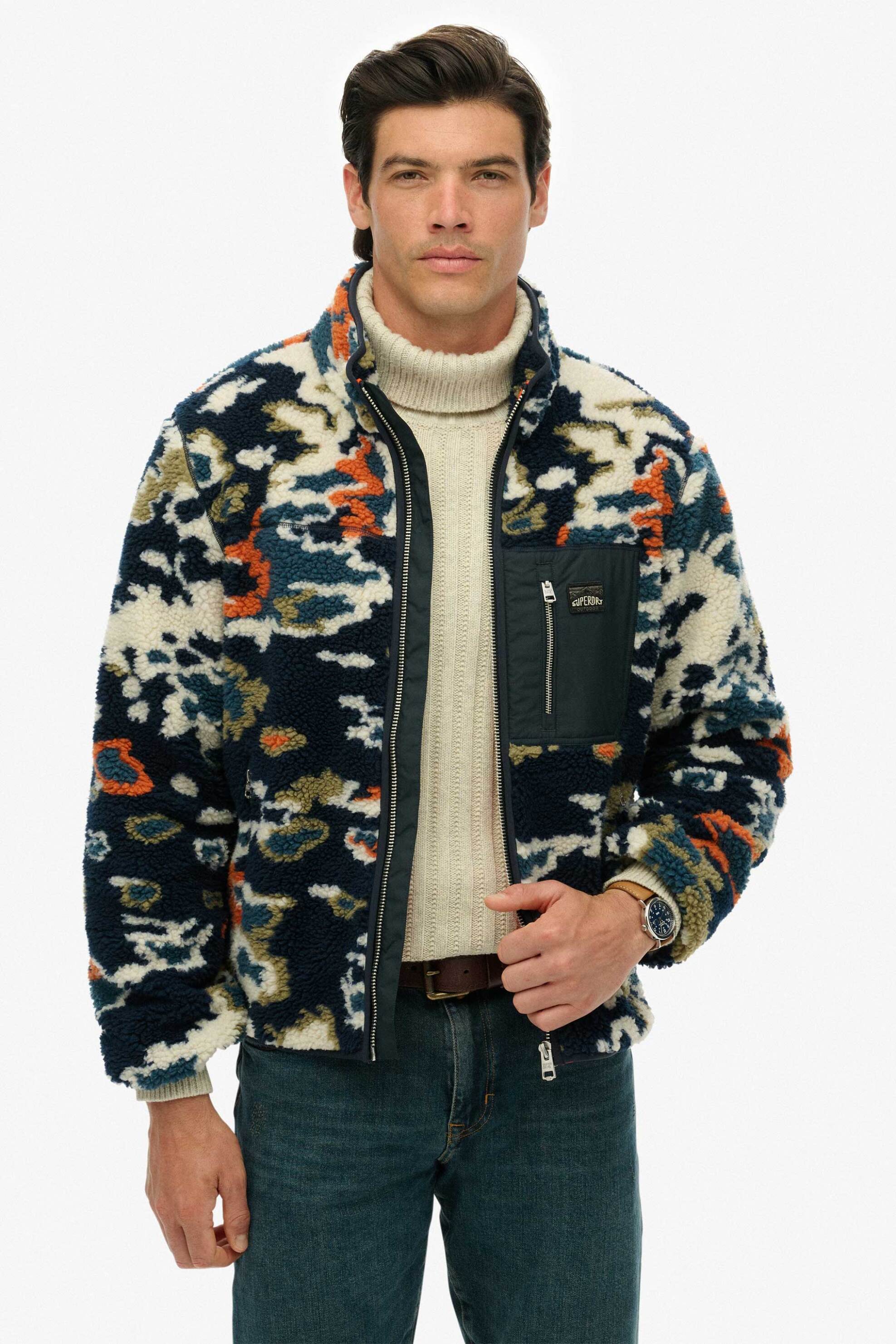 Superdry ανδρικό fleece jacket με all-over print Relaxed Fit - M2014287A Πολύχρωμο