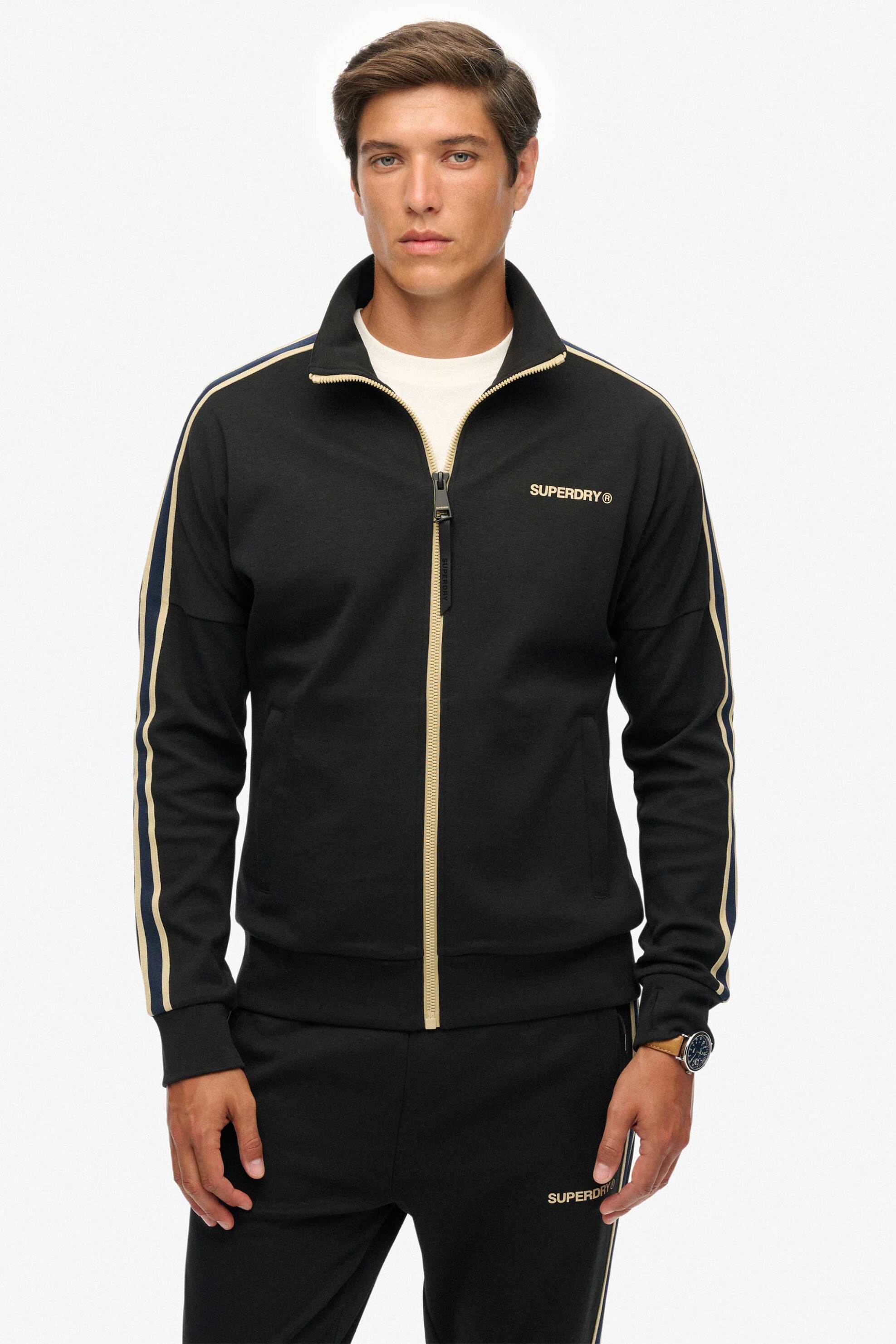 Superdry ανδρική ζακέτα φούτερ με λογότυπο Loose Fit "Tech Cult" - M2014312A Μαύρο