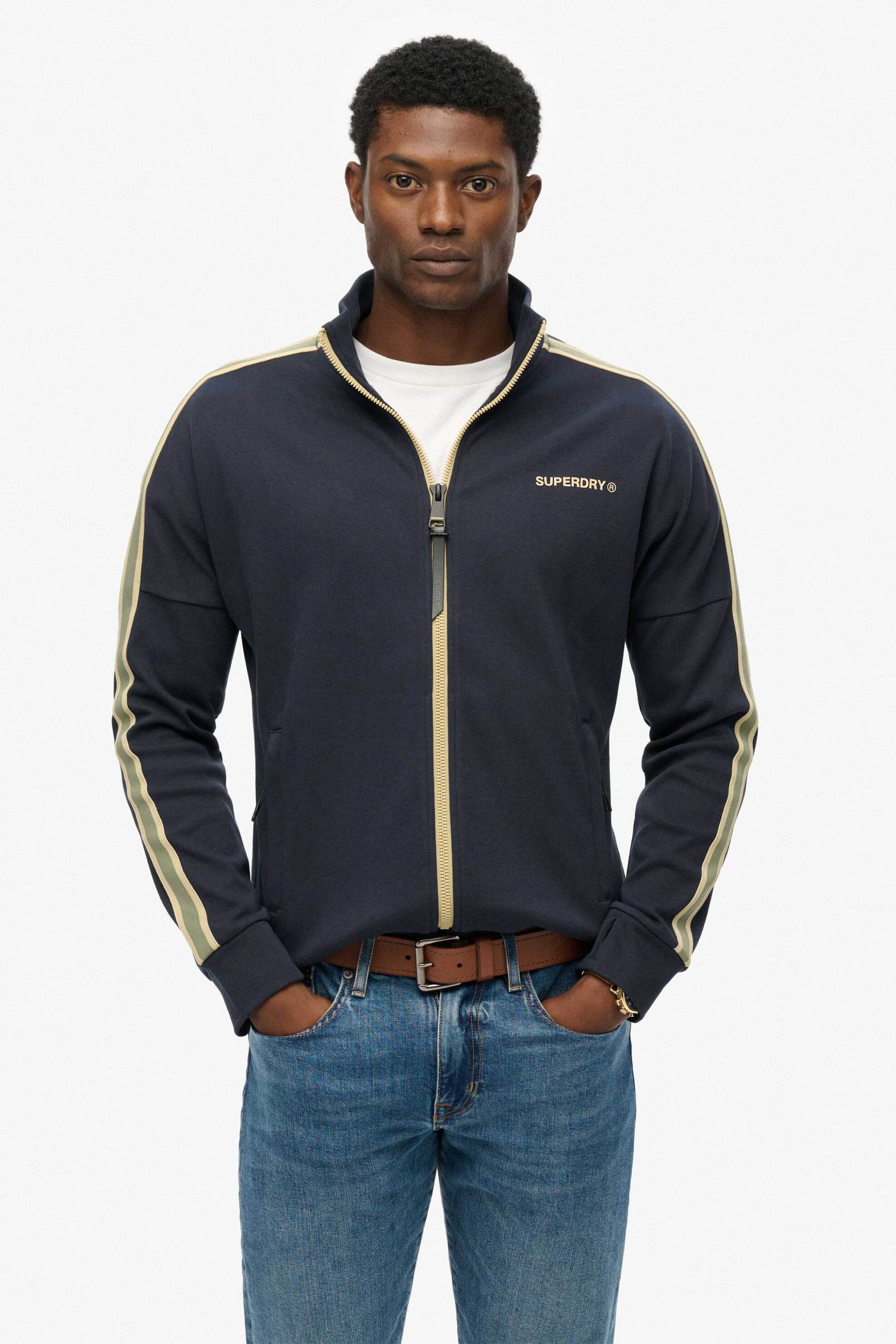 Superdry ανδρική ζακέτα φούτερ με λογότυπο Loose Fit "Tech Cult" - M2014312A Μπλε Σκούρο