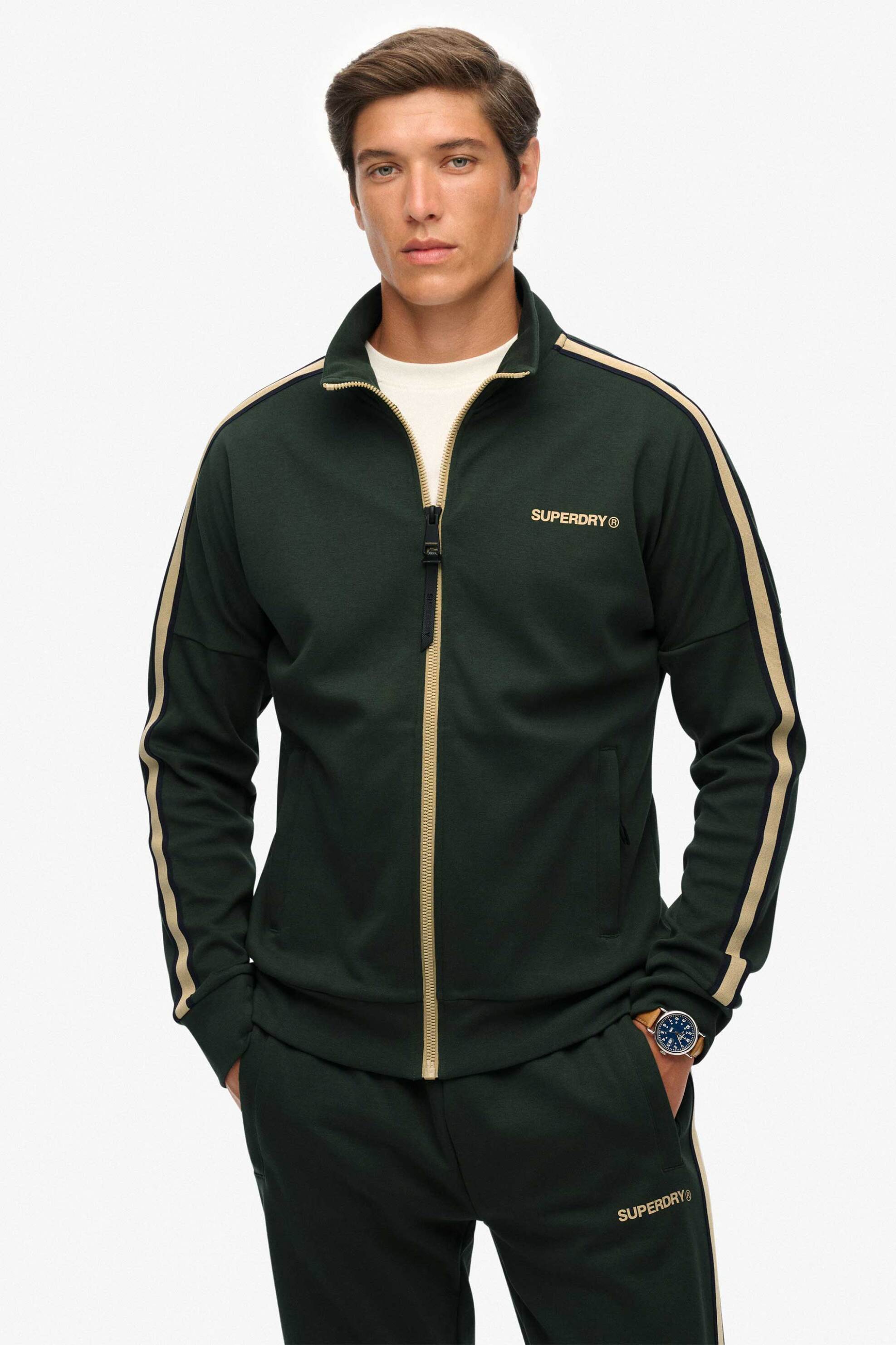 Superdry ανδρική ζακέτα φούτερ με λογότυπο Loose Fit "Tech Cult" - M2014312A Πράσινο Σκούρο