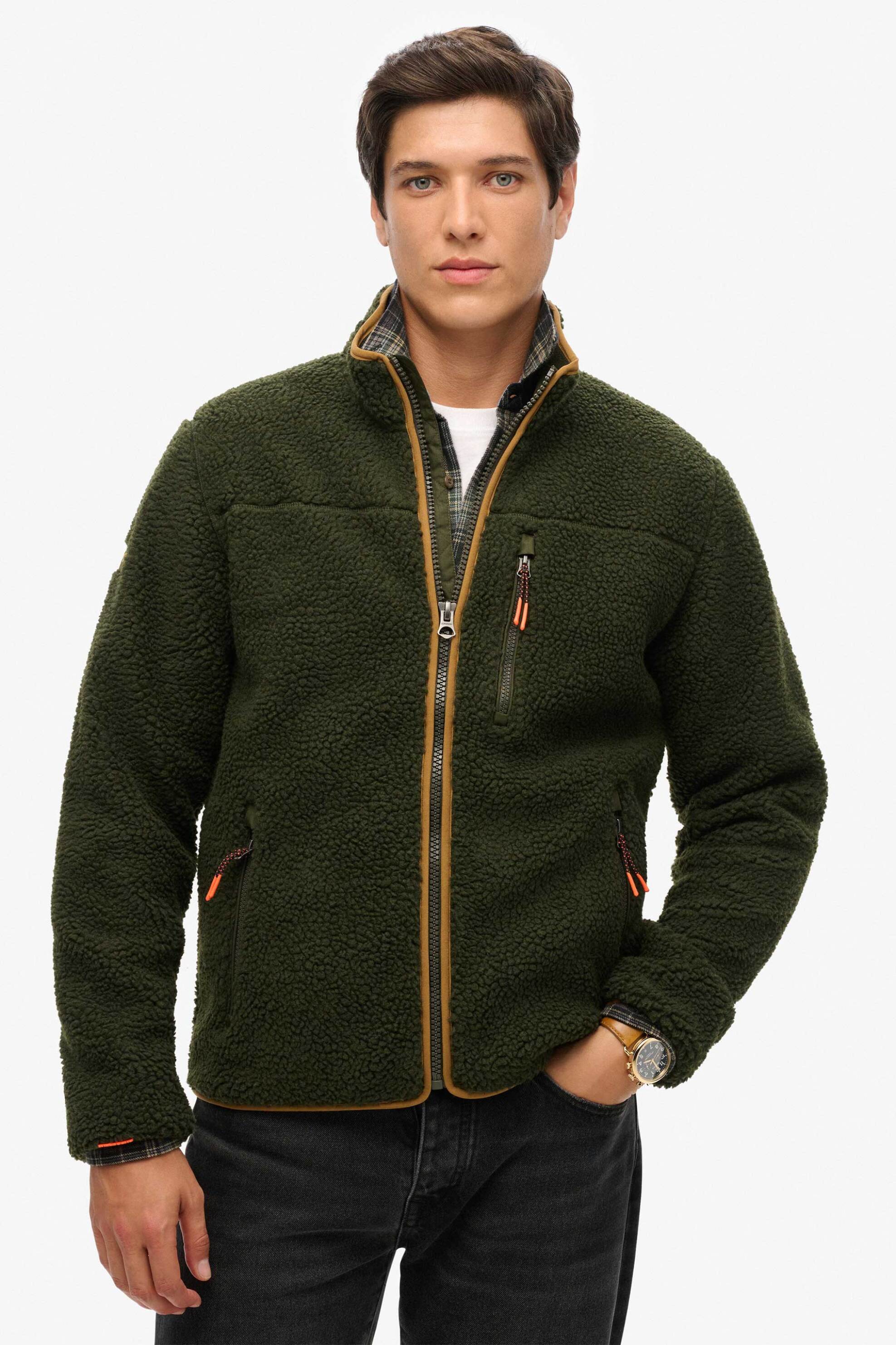 Superdry ανδρικό fleece jacket μπουκλέ Relaxed Fit - M2014140A Χακί