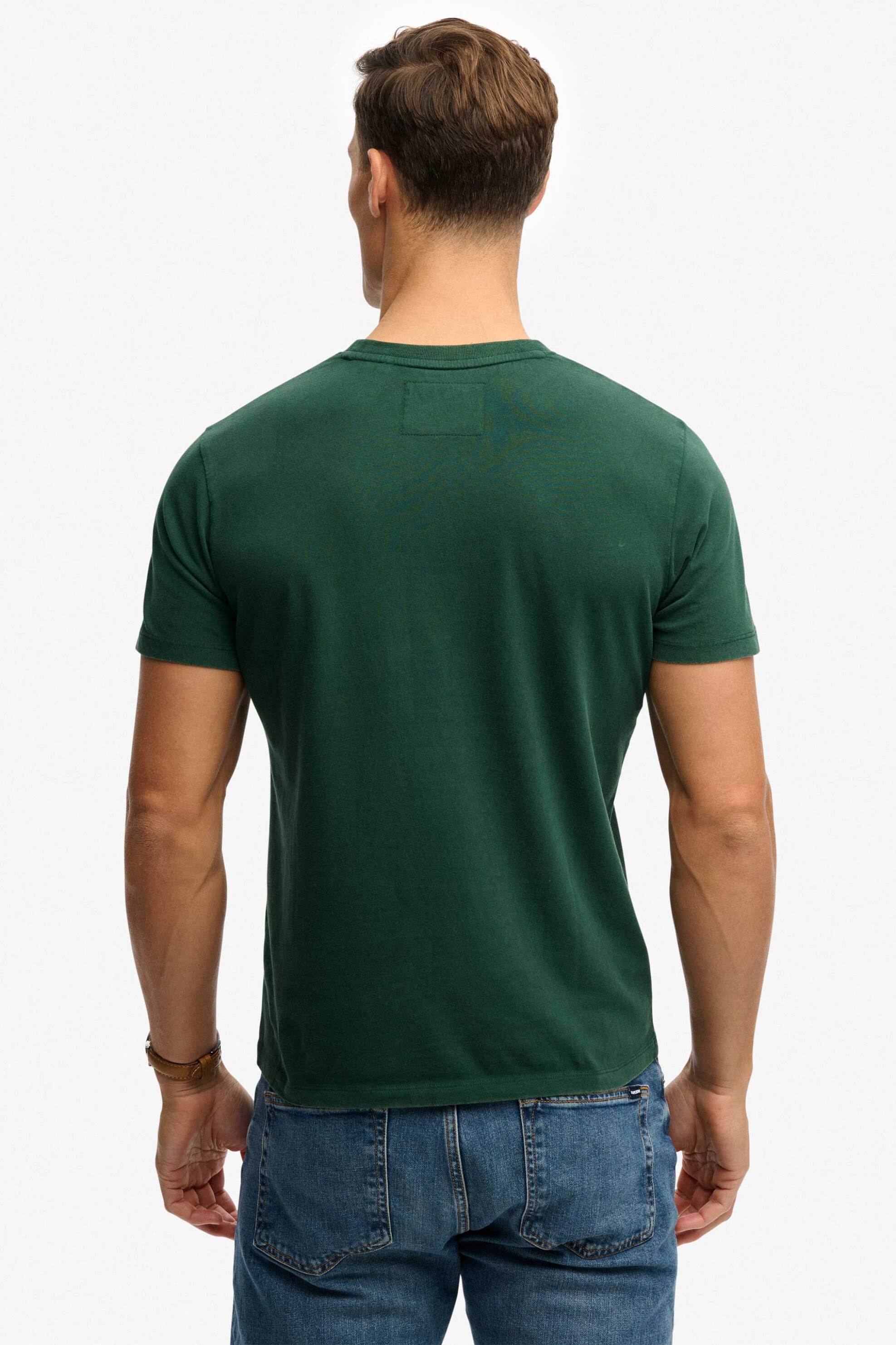 Superdry Ανδρικό T-Shirt με Λογότυπο Relaxed Fit Vintage Prep - M1012363A Πράσινο Σκούρο