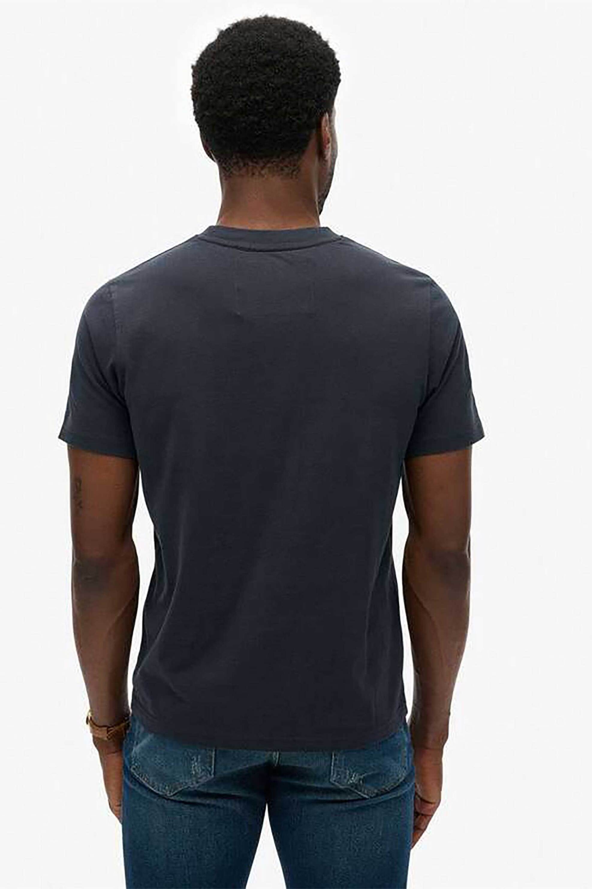 Superdry Ανδρικό T-Shirt με Κεντημένο Λογότυπο Relaxed Fit Sd Co - M1012373A Μπλε Σκούρο