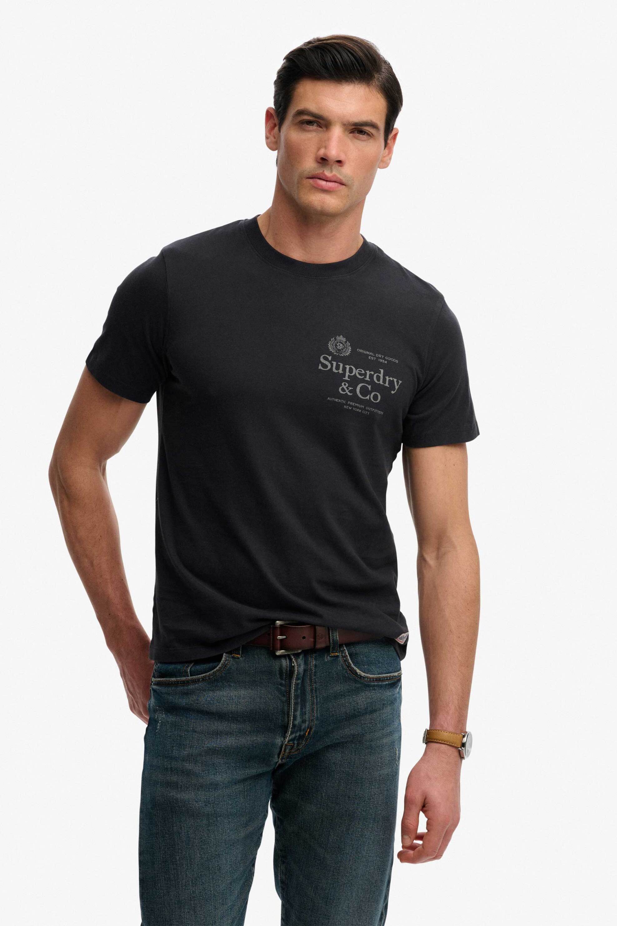 Superdry ανδρικό T-shirt με λογότυπο Relaxed Fit "1954 Company" - M1012392A Μπλε Σκούρο
