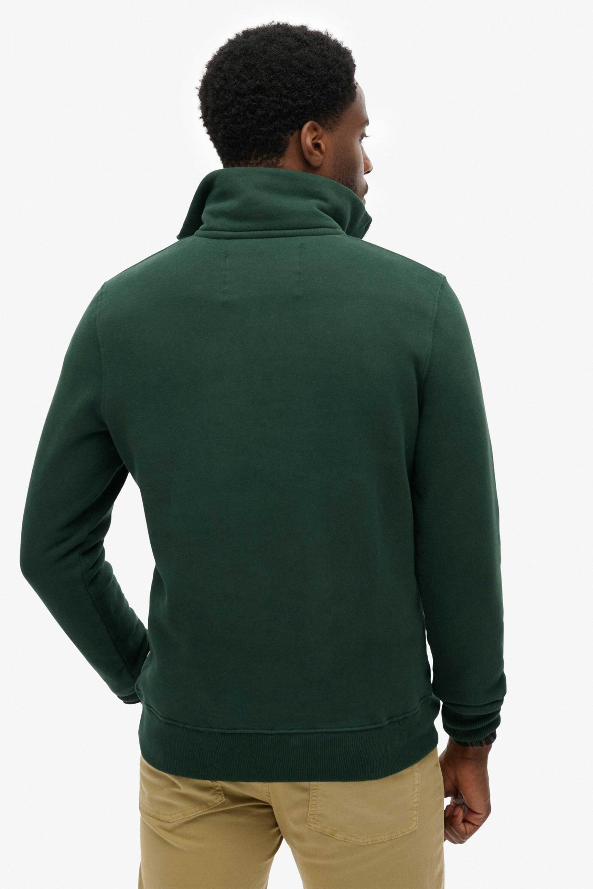 Superdry Ανδρική Μπλούζα Φούτερ με Κεντημένο Λογότυπο Και Φερμουάρ 1 2 Relaxed Fit Neon - M2014475A Πράσινο Σκούρο