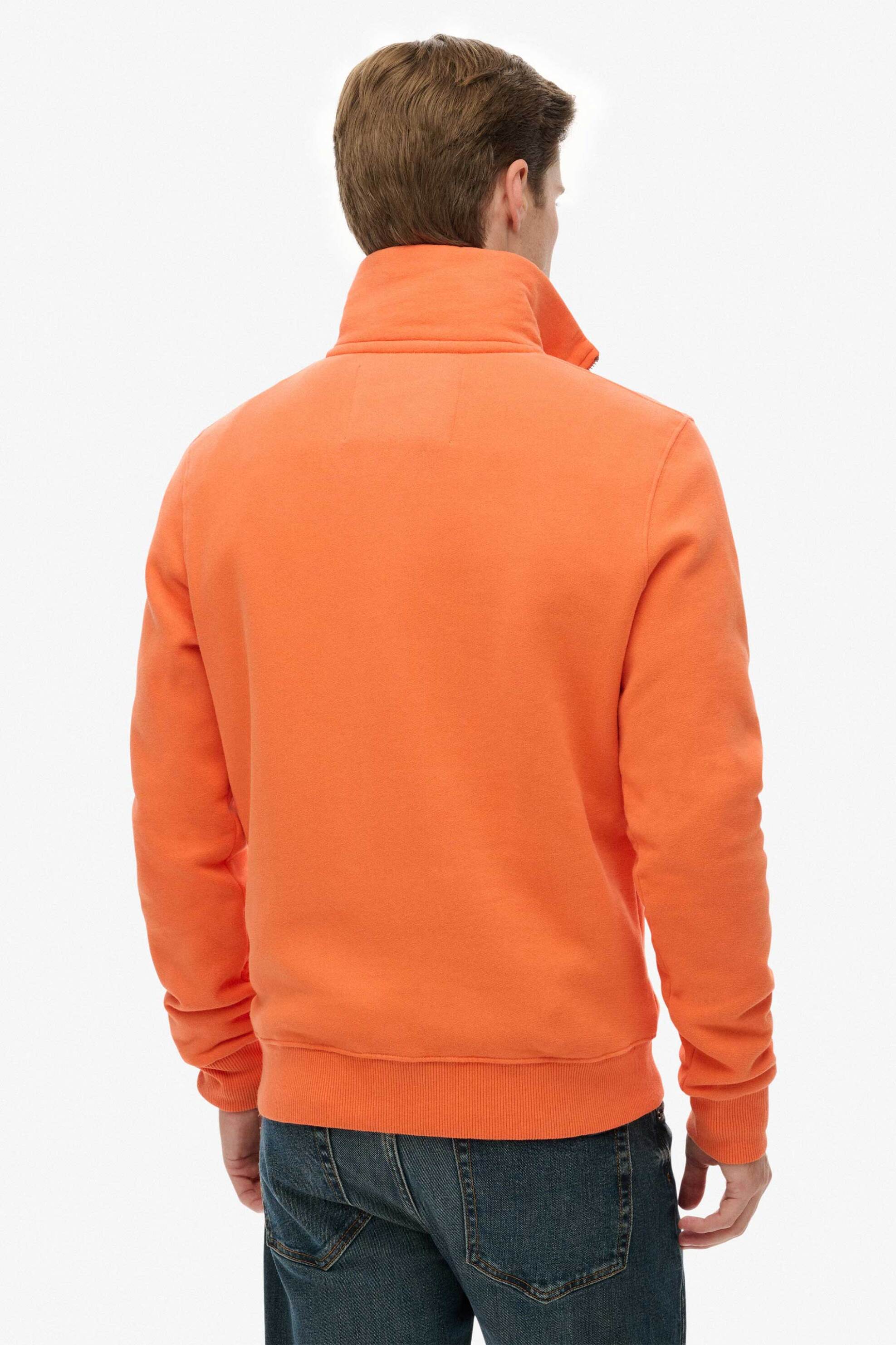 Superdry Ανδρική Μπλούζα Φούτερ με Κεντημένο Λογότυπο Και Φερμουάρ 1 2 Relaxed Fit Neon - M2014475A Πορτοκαλί