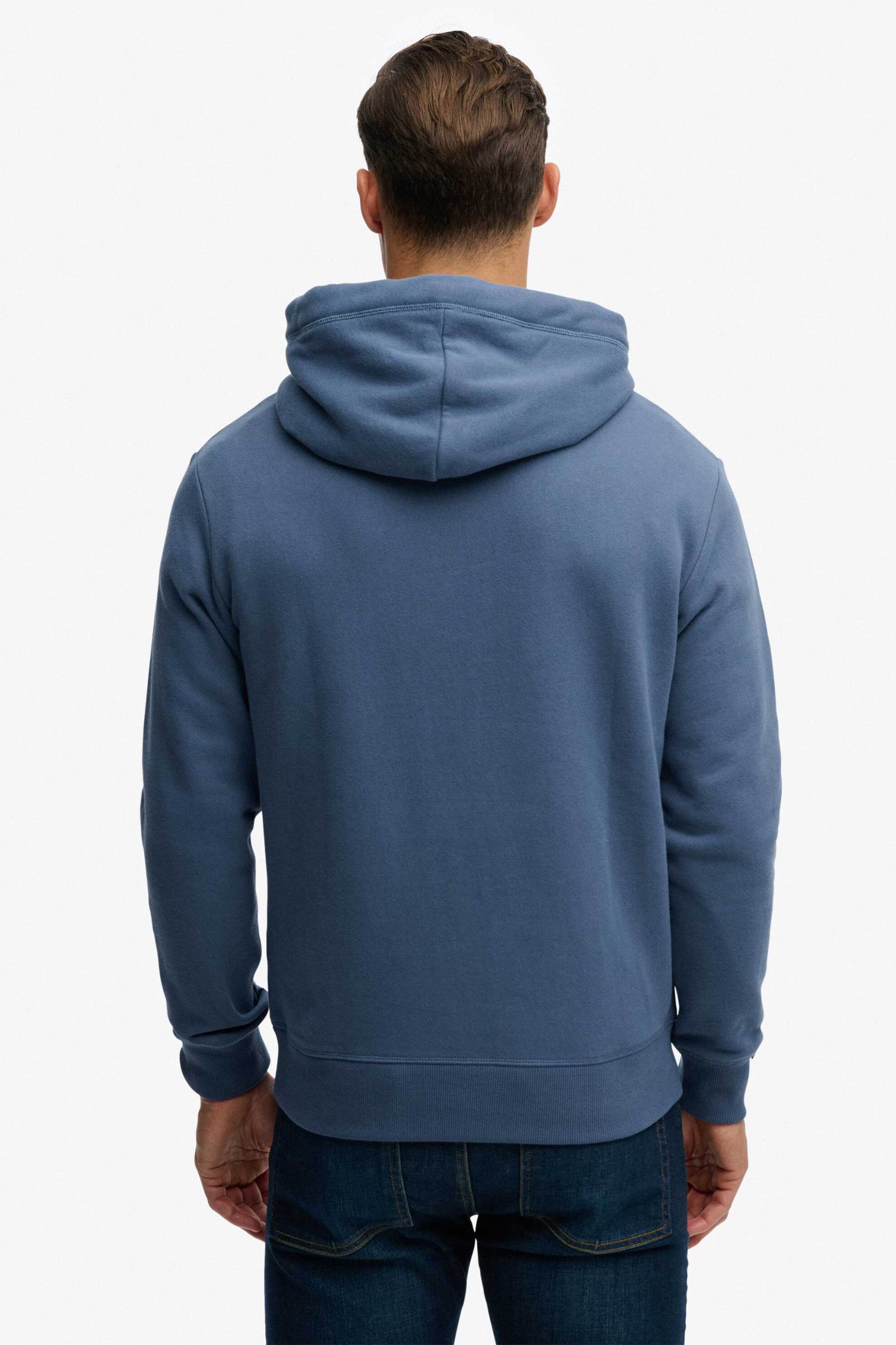 Superdry Ανδρική Μπλούζα Φούτερ με Κουκούλα Και Κεντημένο Λογότυπο Loose Fit Essential - M2014518A Μπλε