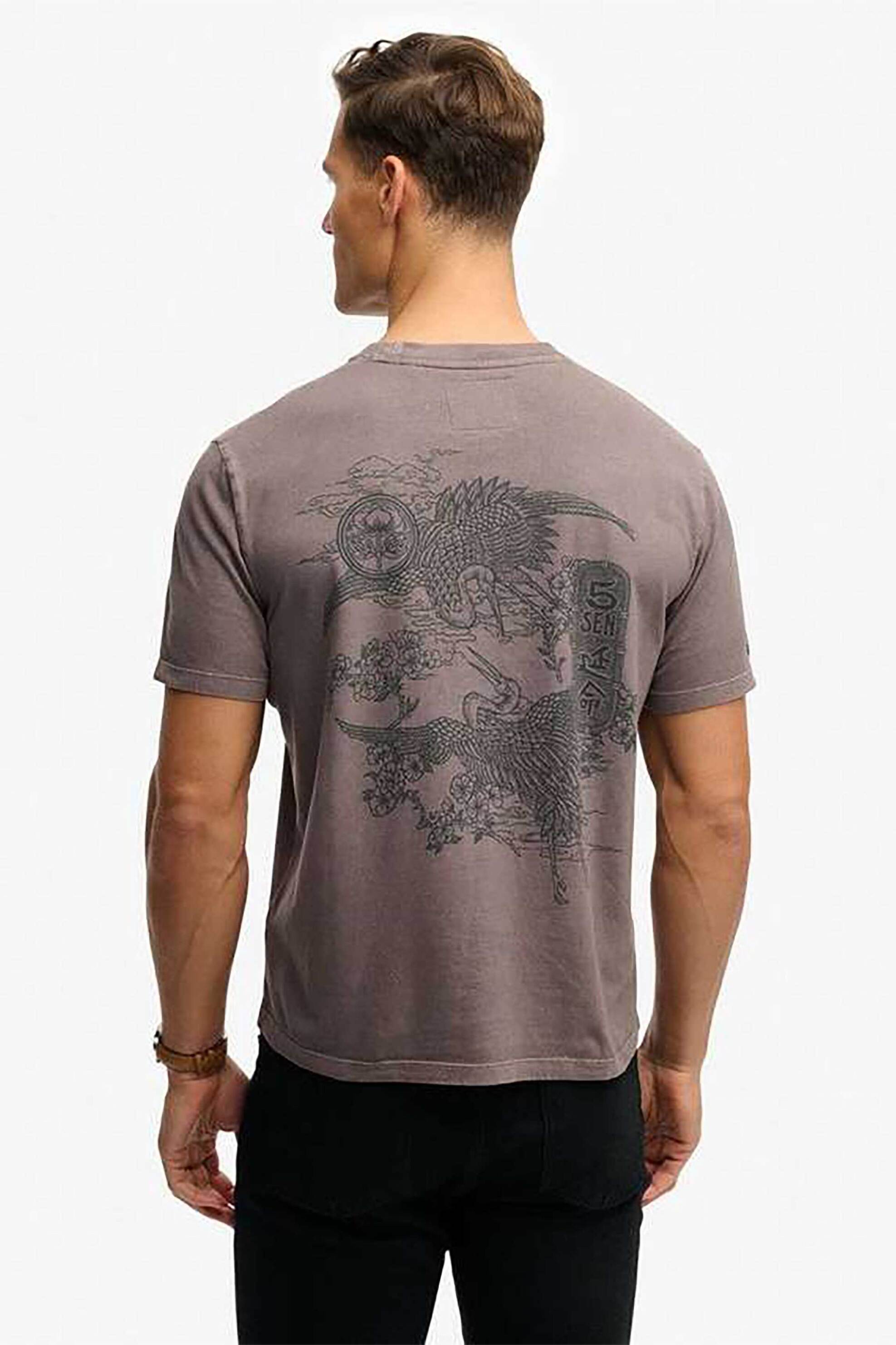 Superdry Ανδρικό T-Shirt με Graphic Print Loose Fit Tokyo Narrative - M1012248A Καφέ Ανοιχτό