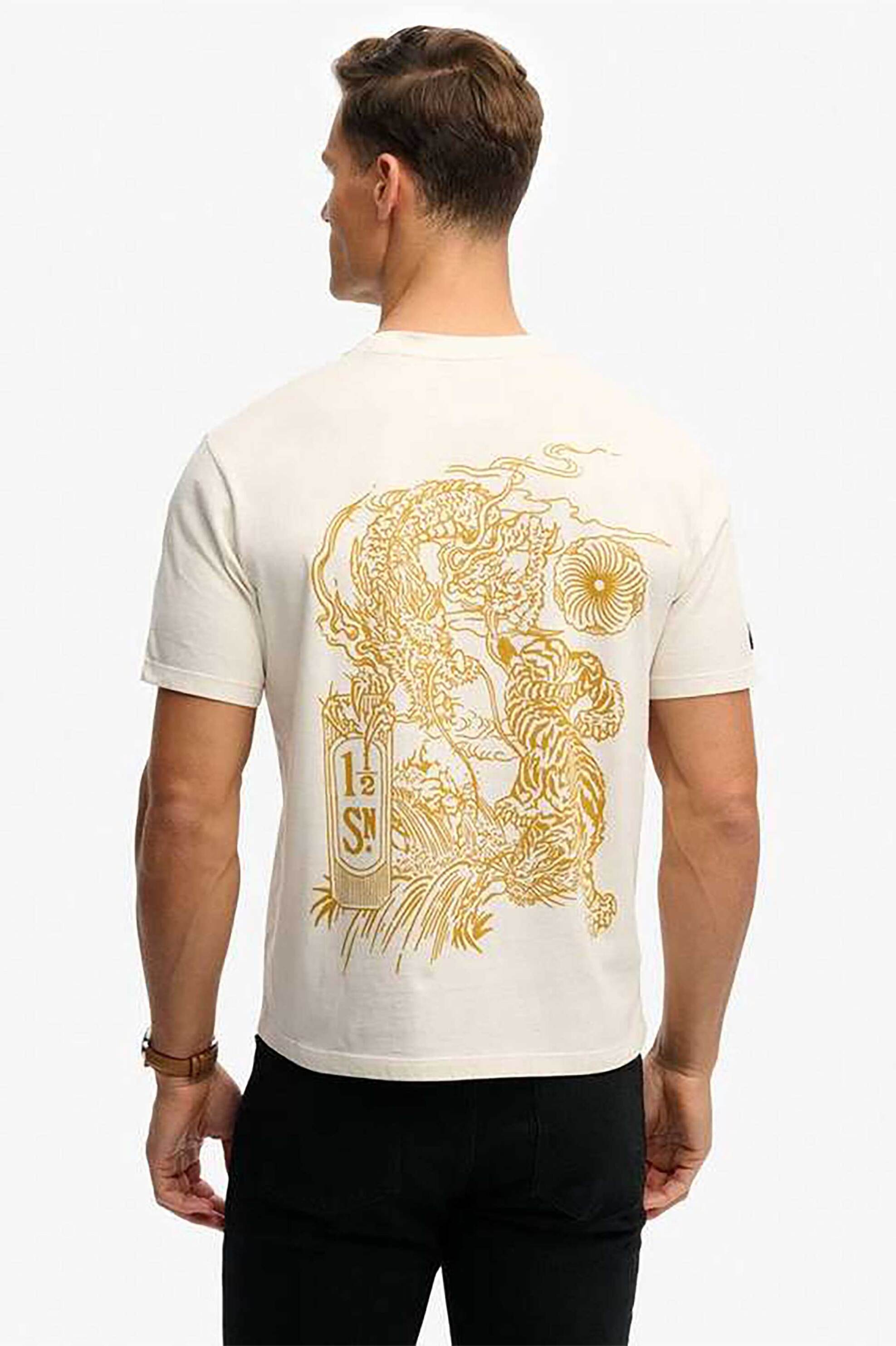 Superdry ανδρικό T-shirt με graphic print Loose Fit "Tokyo Narrative" - M1012248A Εκρού φωτογραφία