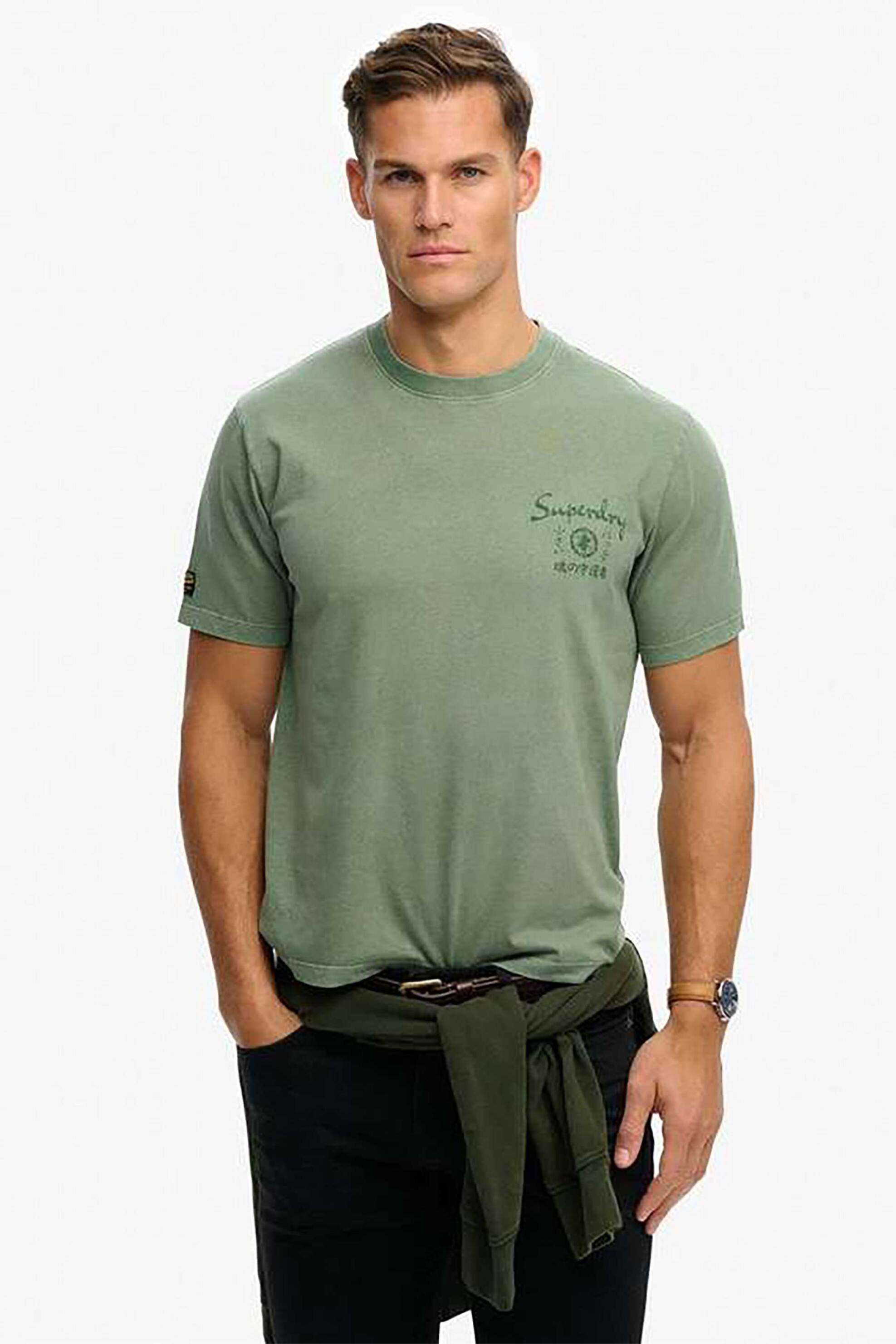 Superdry ανδρικό T-shirt με graphic print Loose Fit "Tokyo Narrative" - M1012248A Πράσινο